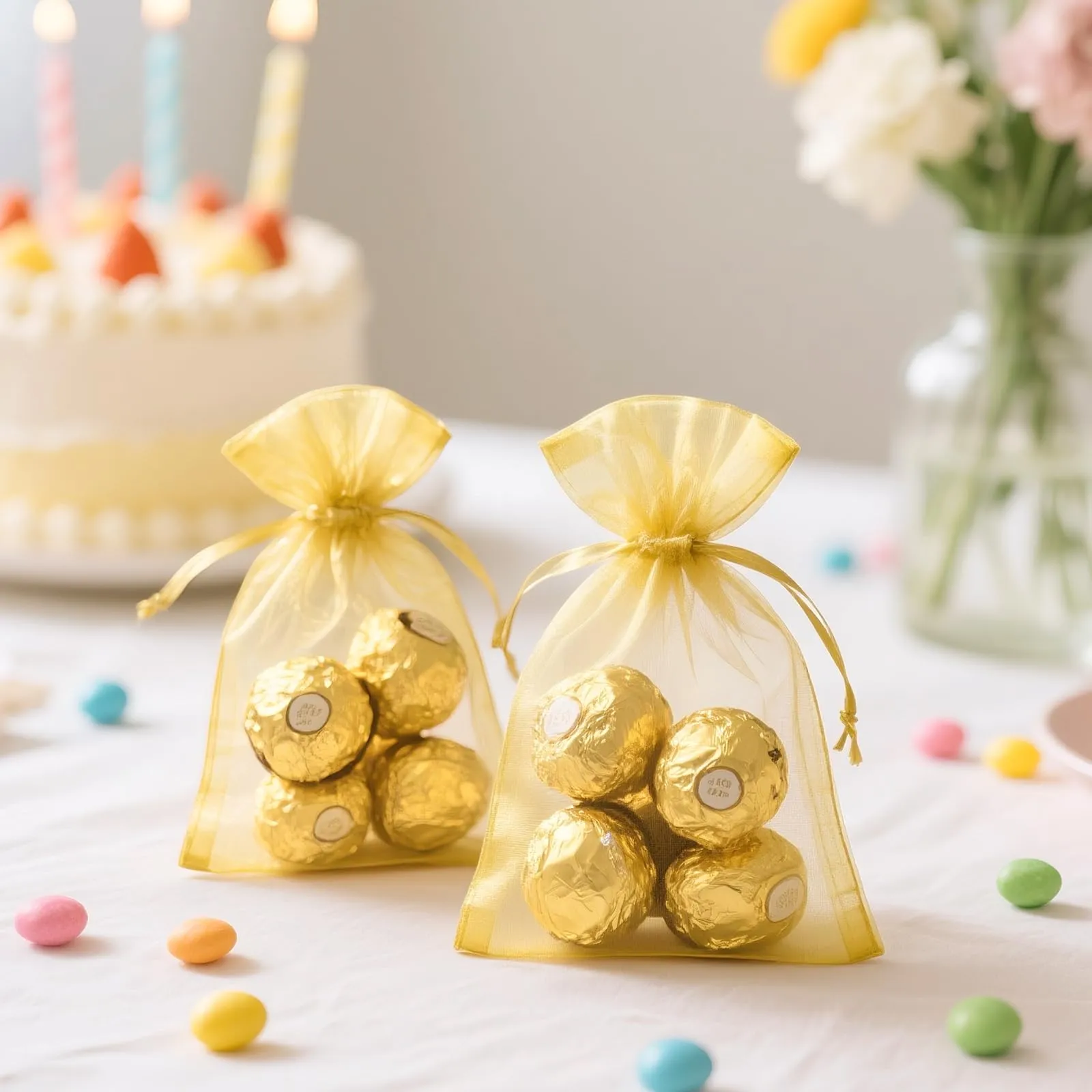 G2PLUS 50 Sacchetti Multicolore Organza,10x12CM Sacchetti Organza Regalo - immagine 4