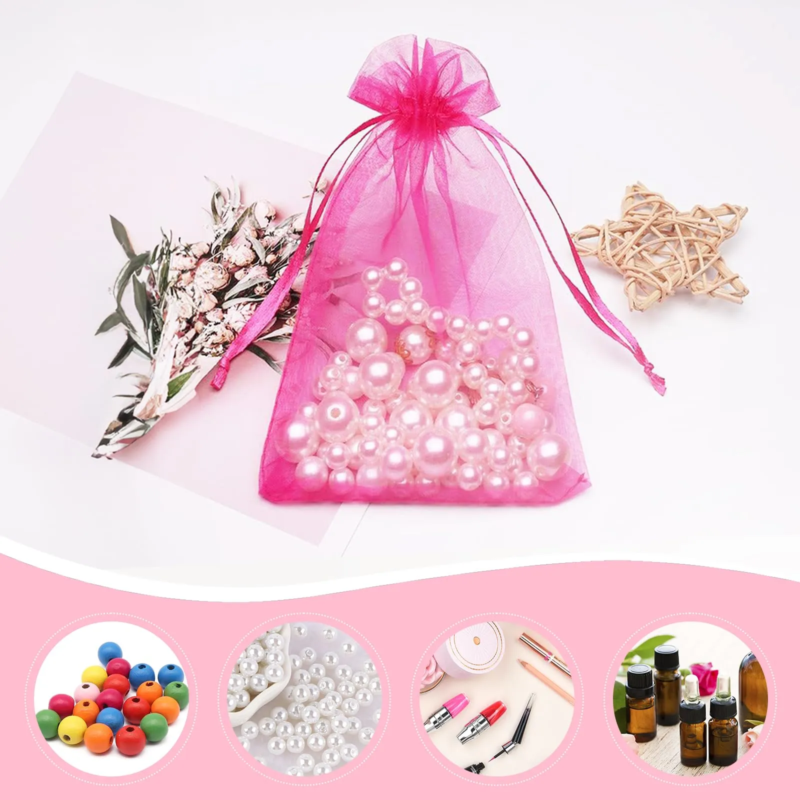 G2PLUS 50 Sacchetti Multicolore Organza,10x12CM Sacchetti Organza Regalo - immagine 6