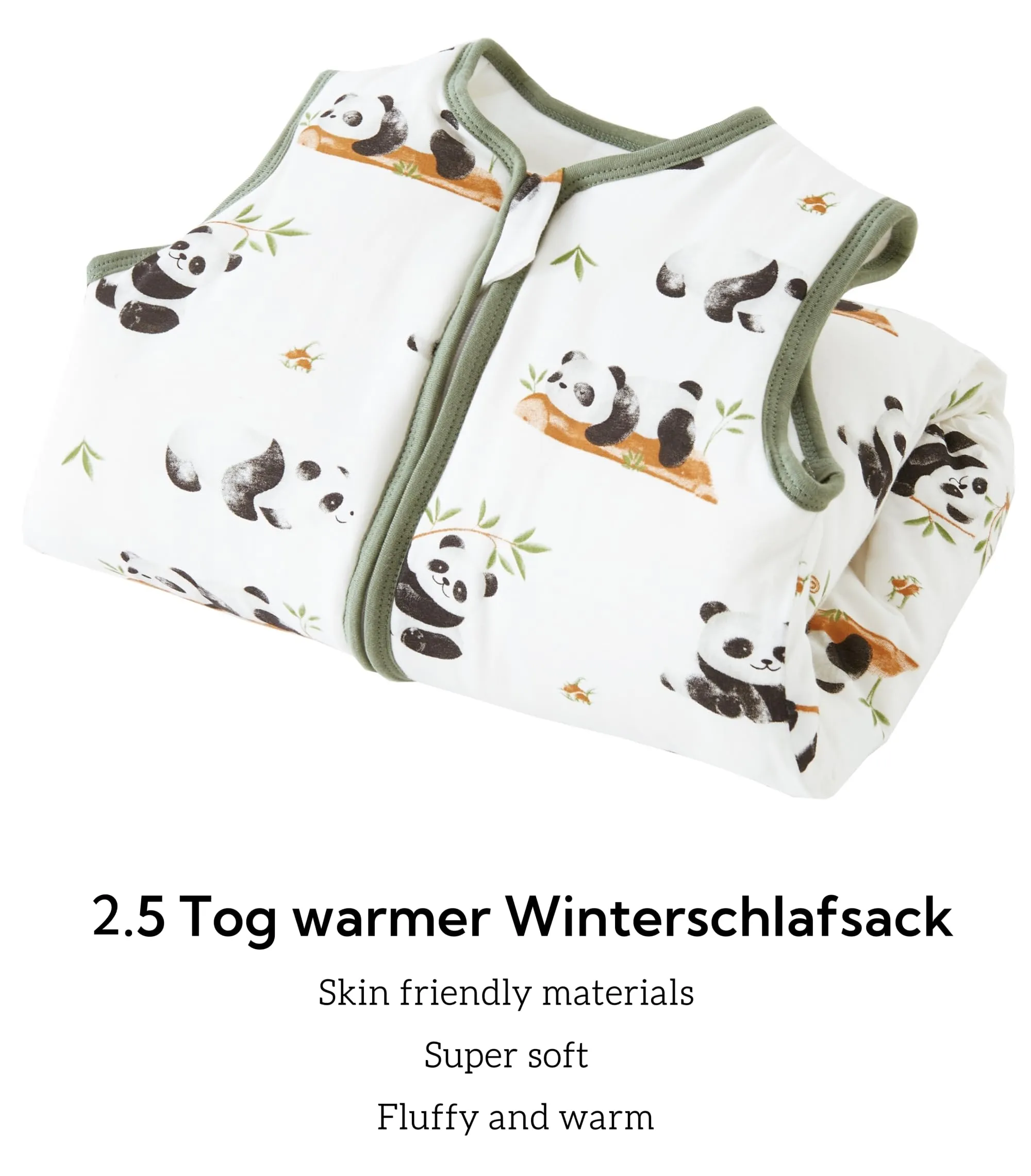 Chilsuessy Sacco nanna invernale con gambe 2,5 Tog, sacco nanna unisex per tutto l'anno con piedini, sacco nanna per neonati e bambini, motivo: panda carino, da 80 cm/altezza neonato 85-95 cm - immagine 2