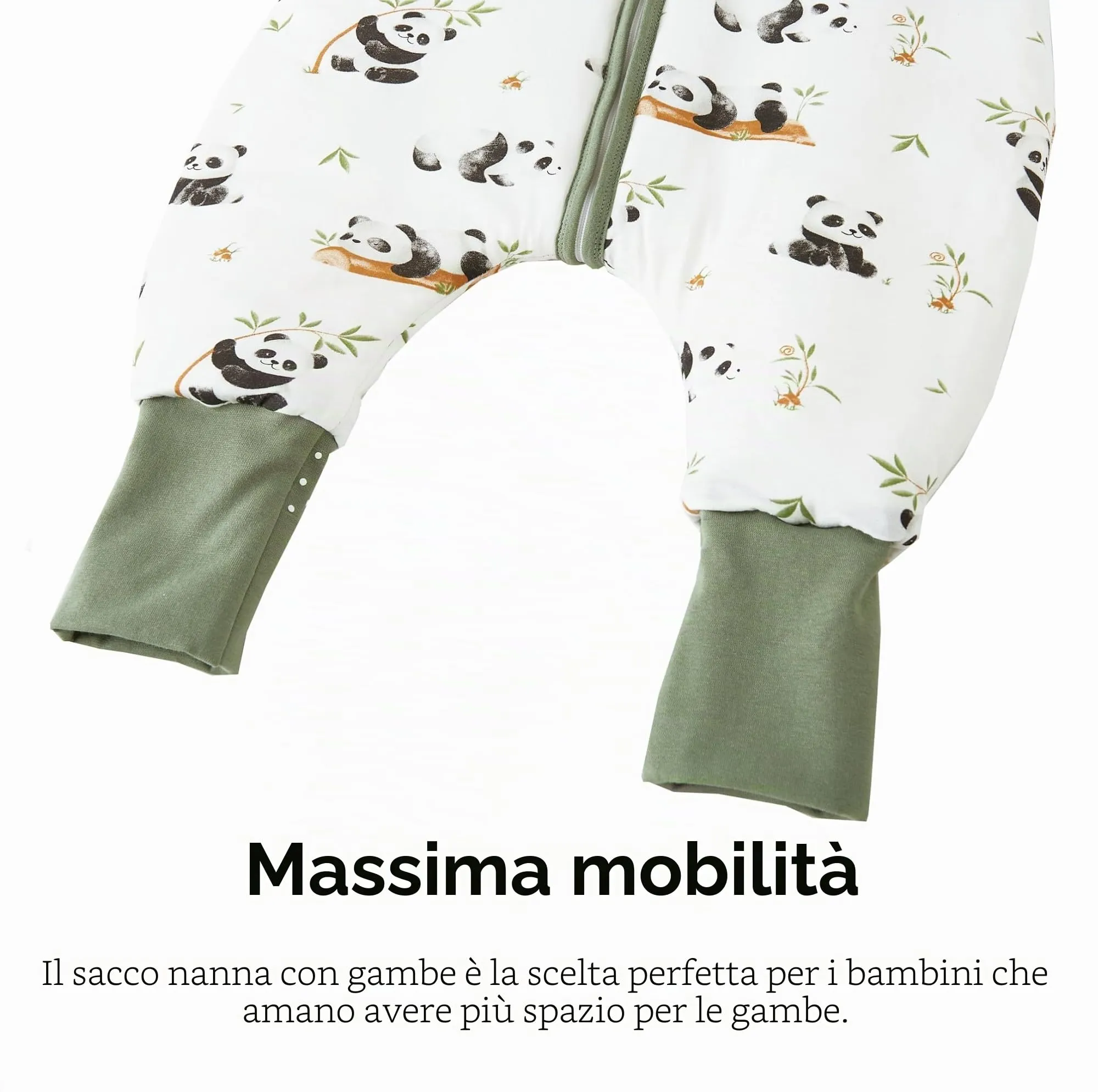 Chilsuessy Sacco nanna invernale con gambe 2,5 Tog, sacco nanna unisex per tutto l'anno con piedini, sacco nanna per neonati e bambini, motivo: panda carino, da 80 cm/altezza neonato 85-95 cm - immagine 5