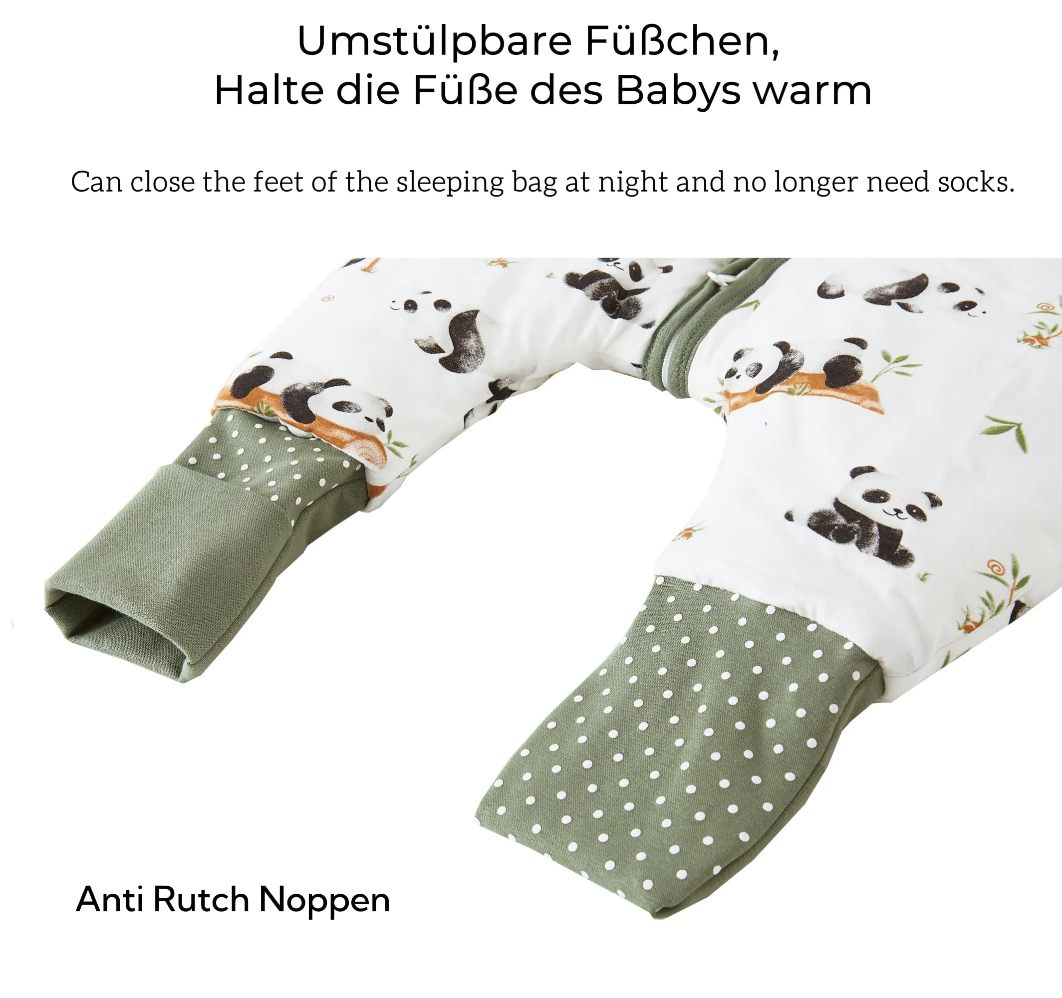 Chilsuessy Sacco nanna per neonati con gambe, 2.5 Tog, invernale, unisex, per tutte le stagioni, per bambini, grazioso Panda, 100 cm, altezza del bambino 105-115 cm - immagine 3