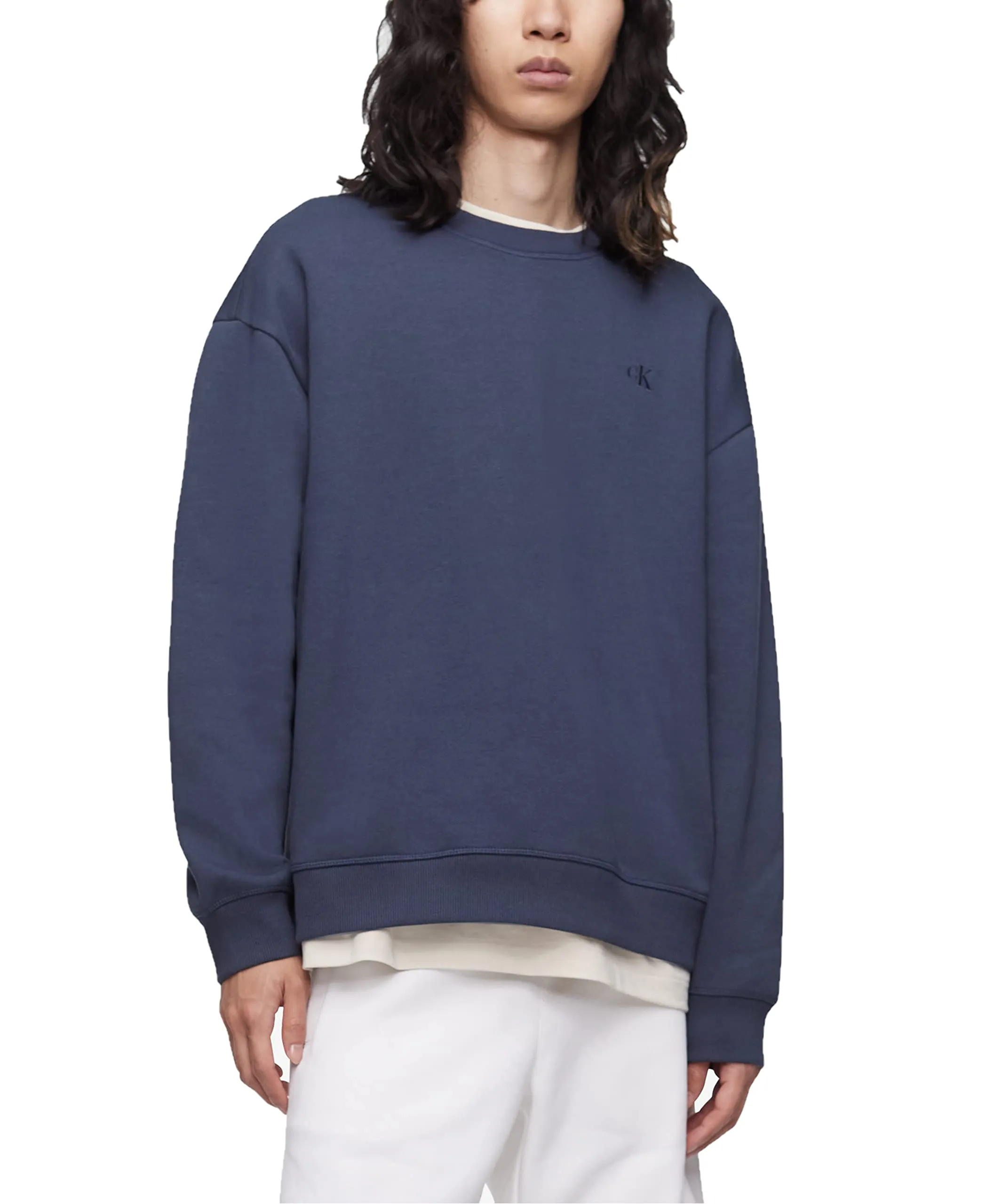 Calvin Klein Felpa Uomo in Pile con Logo Archive, Inchiostro, M - immagine 1