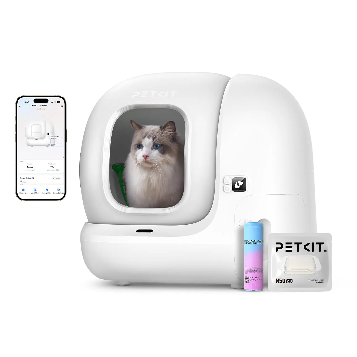 PETKIT Pura Max 2 Lettiera Gatto Autopulente, Lettiera Automatica per Gatti,Capacità Massima 76L,XSecure,Antiodore,Controllo APP per Più Gatti(Non Contiene Spray Deodorante) - immagine 1