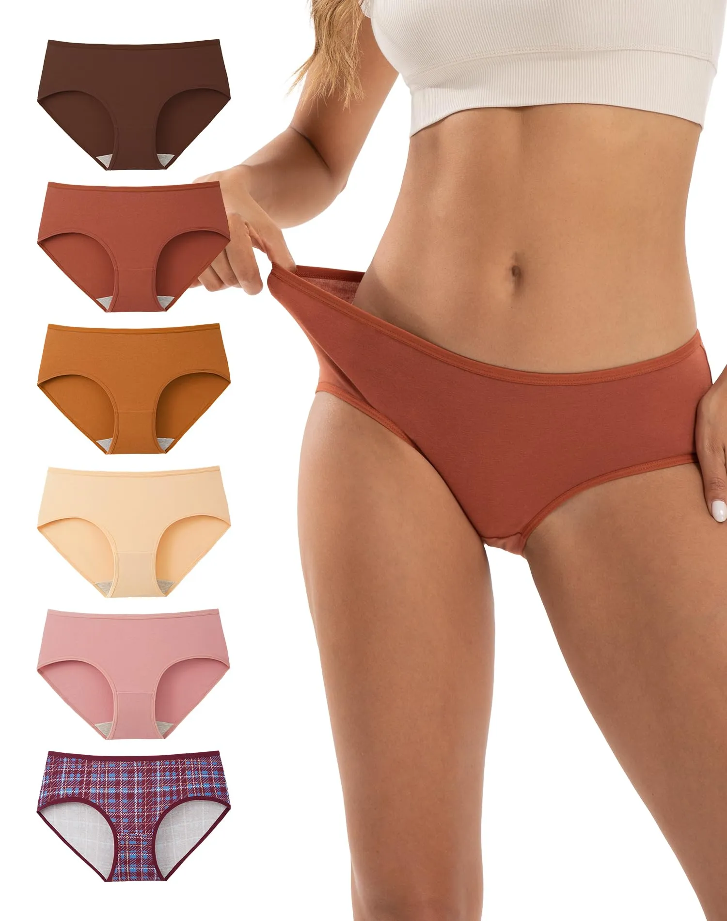 INNERSY Mutande Donna Cotone Slip Vita Media Morbido Culotte Comode Intimo Multicolore Pacco da 6 (XL, Maillard Multicolore) - immagine 1