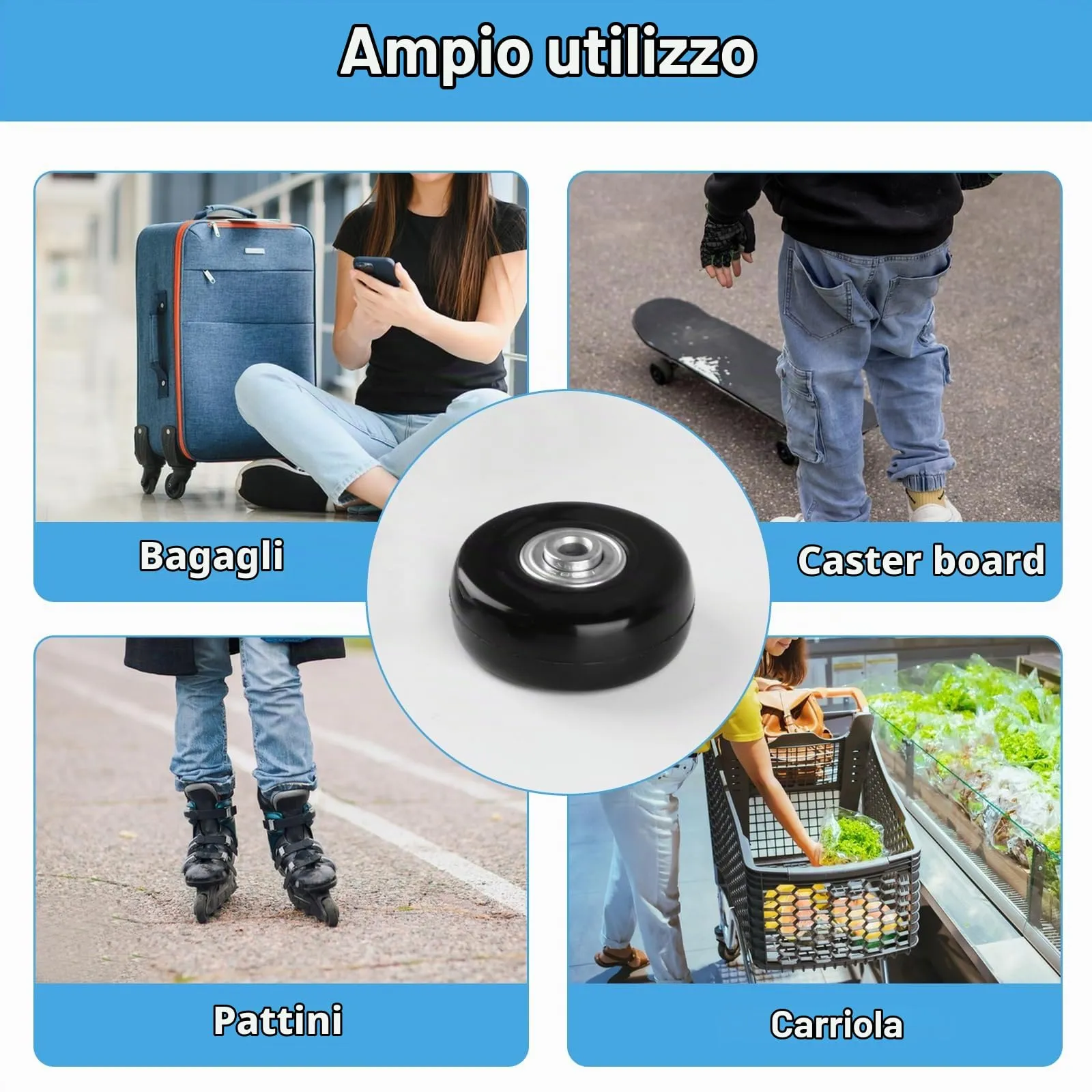 4 Pezzi Ruote di Ricambio per Valigie, 50x18mm Ruote Valigia Ricambio - immagine 3