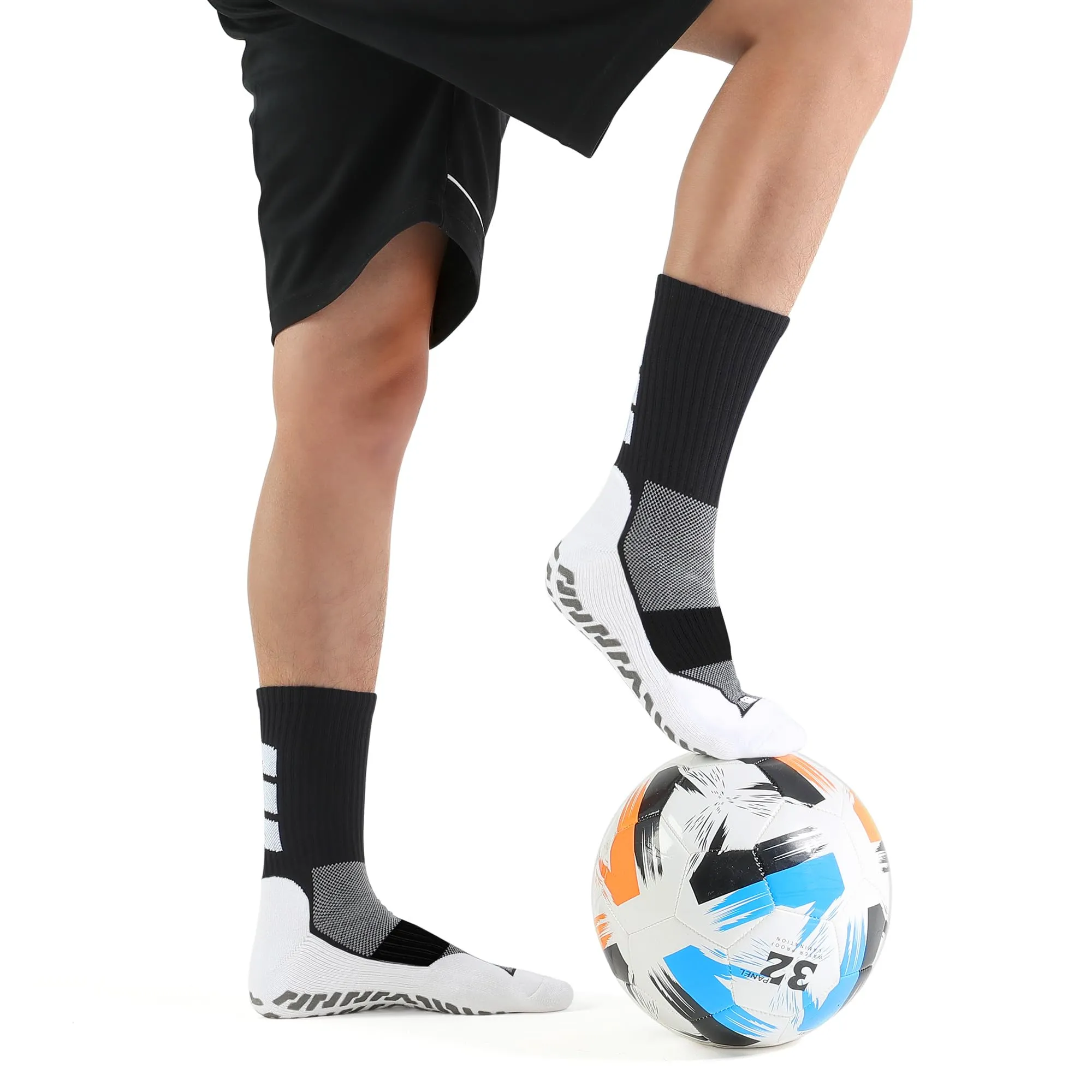 CLOSEMATE 1/3 Paia Calzini da Calcio Antiscivolo con Grip in Silicone - immagine 2