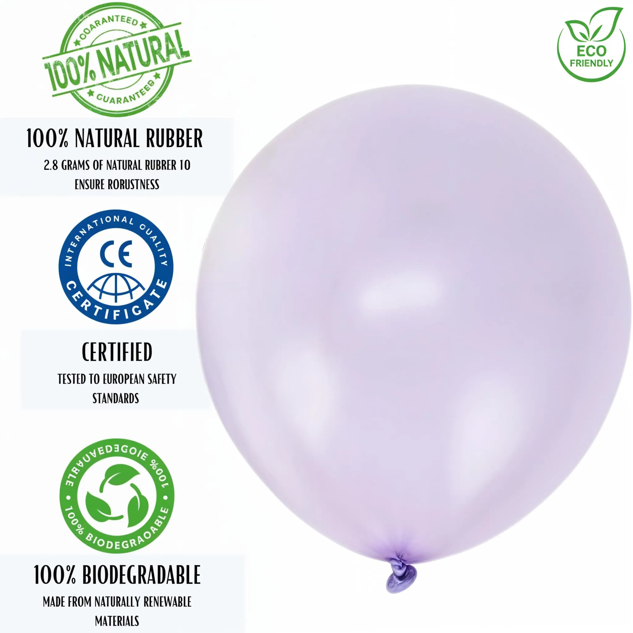 50 Palloncini Viola Pastello Lilla • 30 Cm • Colori Opachi • Qualità Premium • Lattice Naturale Biodegradabili Ecologici • Gonfiabili Aria Elio Acqua • Baby Shower Battesimo Compleanno Feste Arco - immagine 8