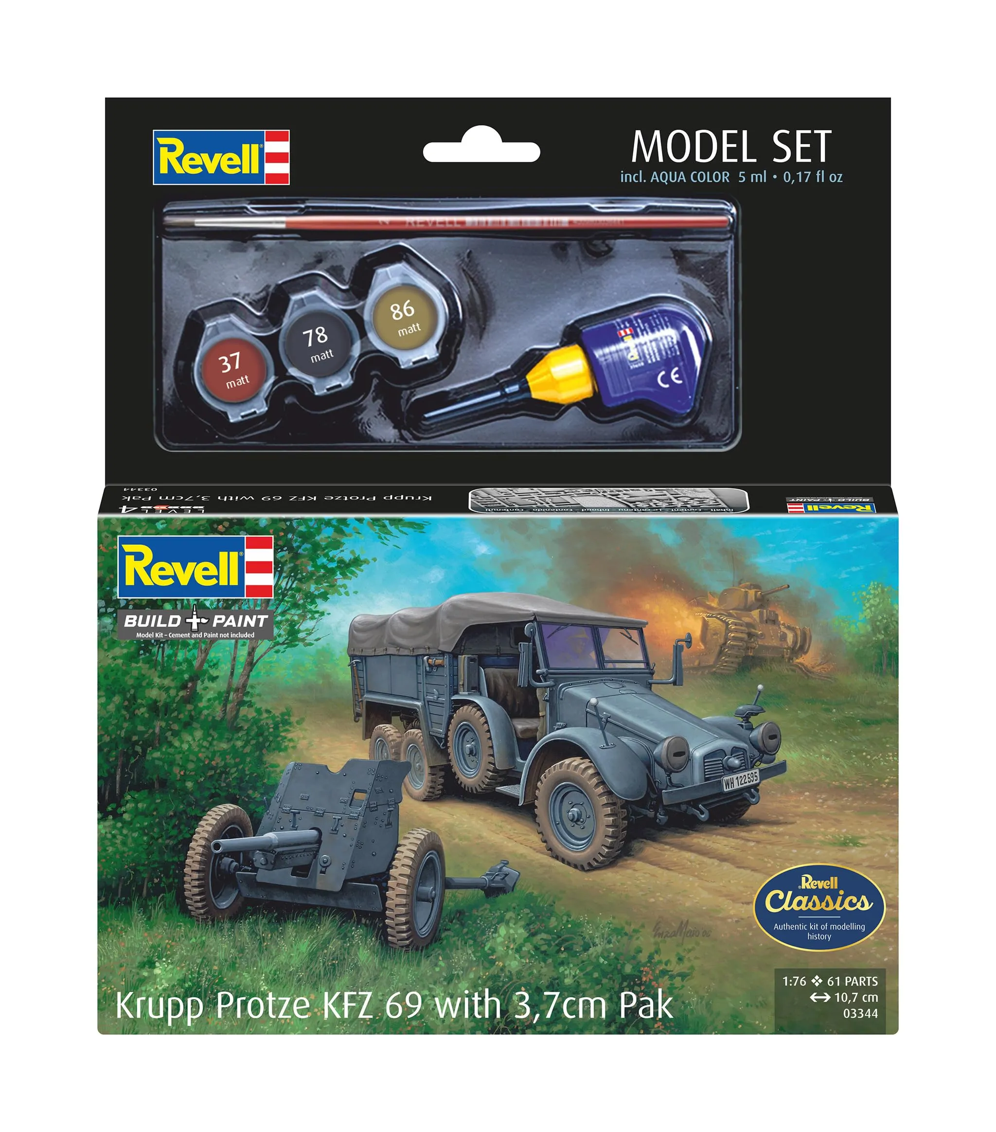 Revell Set modellismo Krupp Protze Auto 69 con 3,7 cm Pak - immagine 2