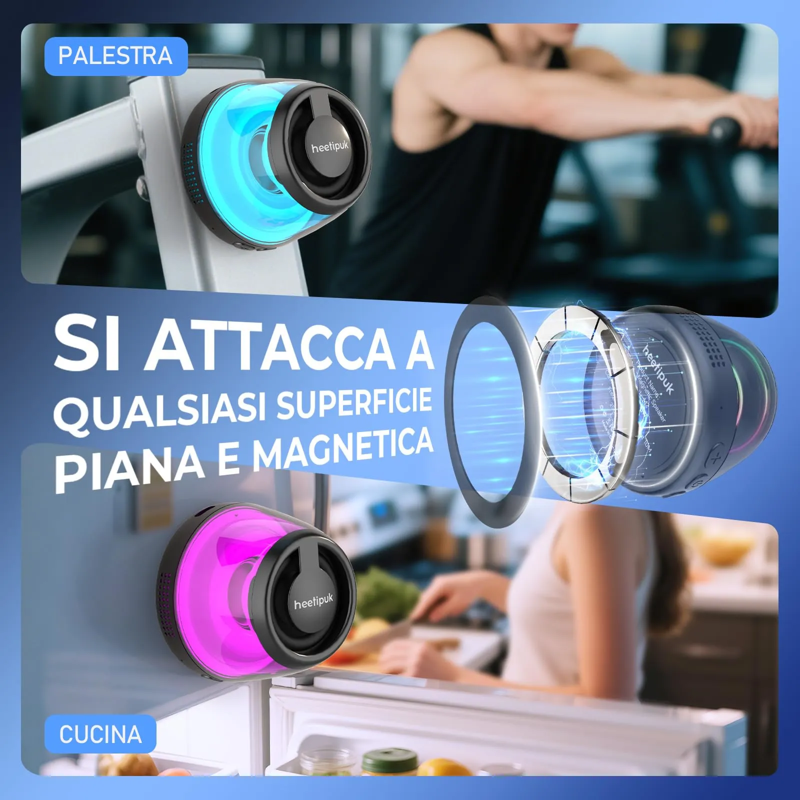 heetipuk Altoparlante Bluetooth Magnetico, Mini Cassa Bluetooth Portatile - immagine 2