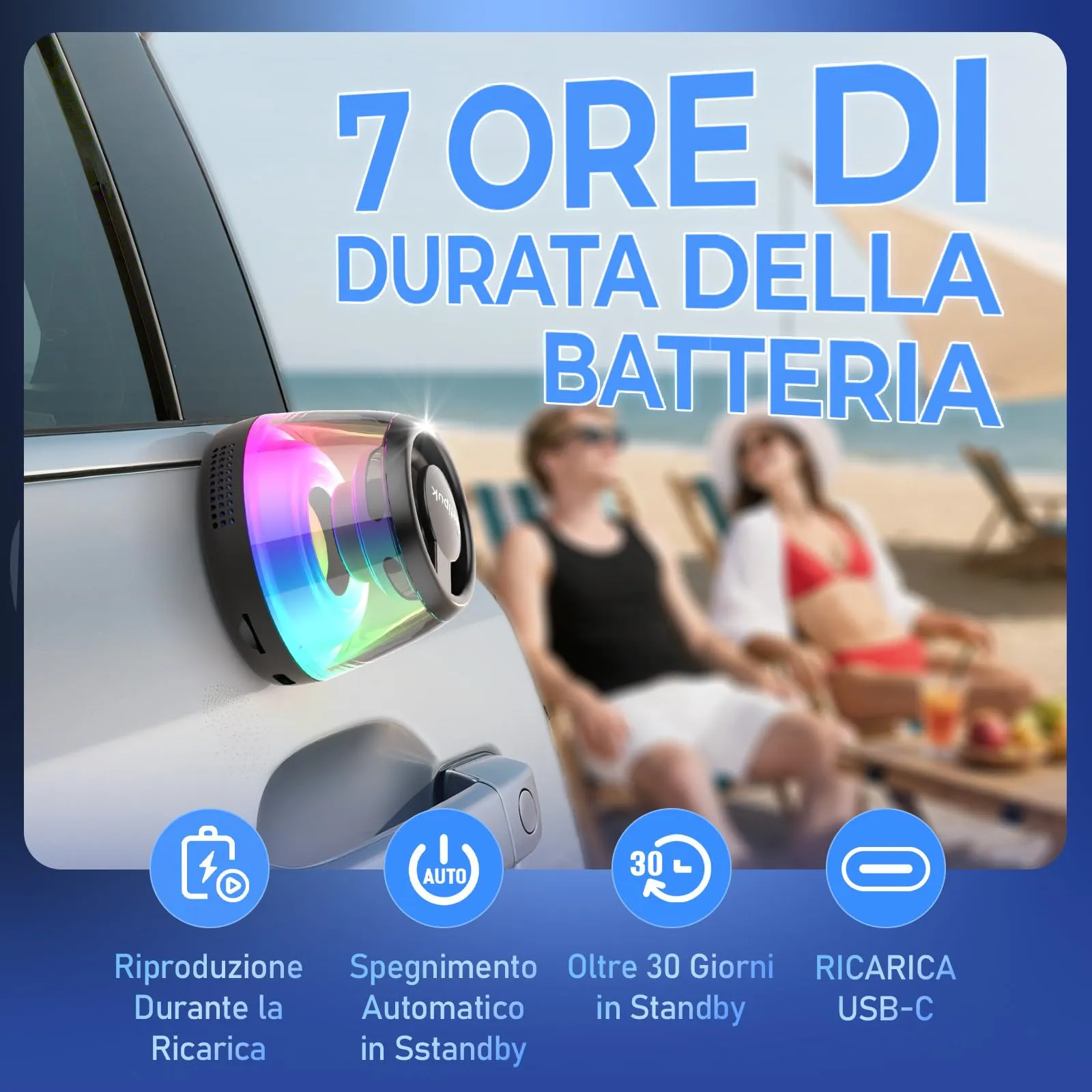 heetipuk Altoparlante Bluetooth Magnetico, Mini Cassa Bluetooth Portatile - immagine 6