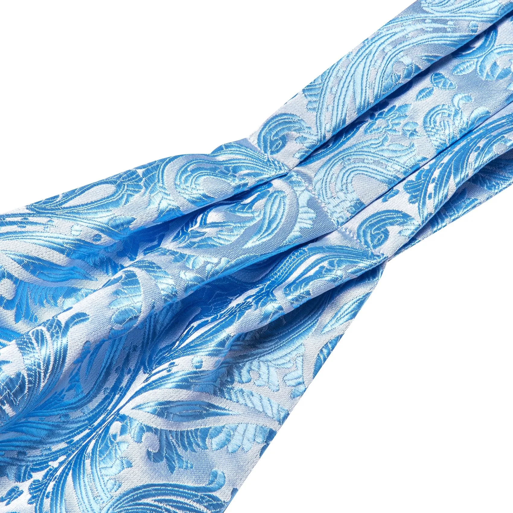 Barry.Wang - Cravatta in seta da uomo, con nodo Ascot e stampa paisley, con fazzoletto da tasca quadrato e gemelli, set per matrimonio e formale, Taglia unica - immagine 5