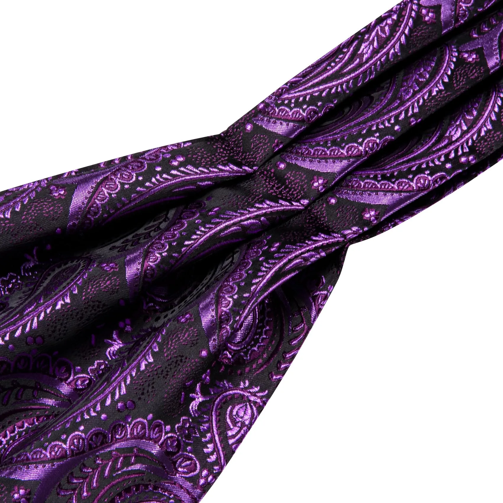 Barry.Wang - Cravatta in seta da uomo, con nodo Ascot e stampa paisley, con fazzoletto da tasca quadrato e gemelli, set per matrimonio e formale, Taglia unica - immagine 6