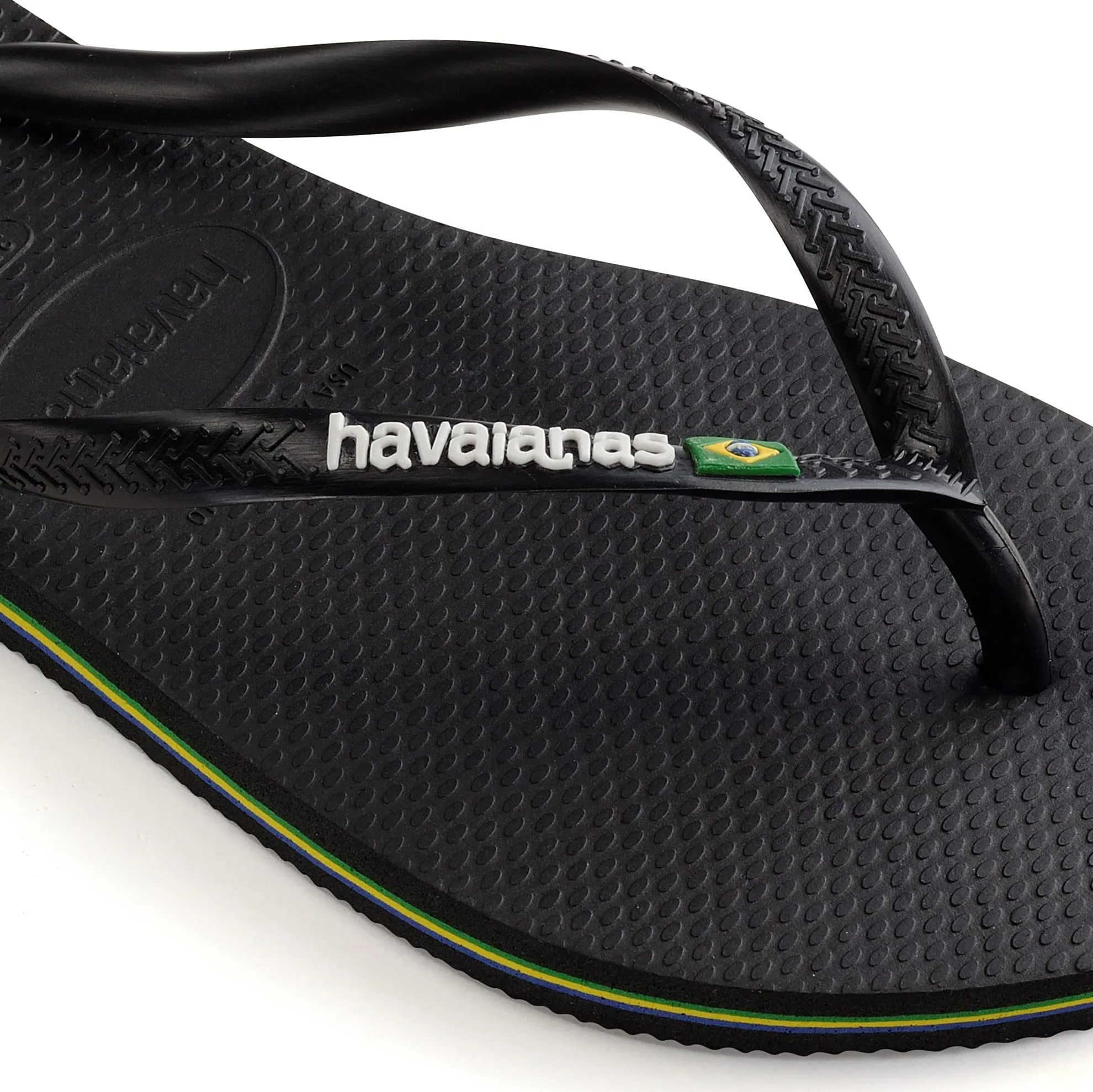 Havaianas - Slim Brasil Logo, Infradito Comode, Resistenti e Leggere, Omaggio al Brasile, Bandiera su Cinghie e Suola, Donna, Nero, 35/36 EU - immagine 4