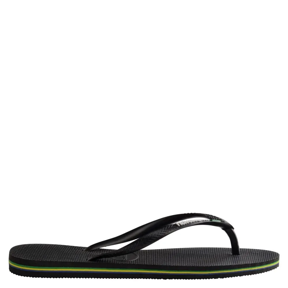 Havaianas - Slim Brasil Logo, Infradito Comode, Resistenti e Leggere, Omaggio al Brasile, Bandiera su Cinghie e Suola, Donna, Nero, 41/42 EU - immagine 2