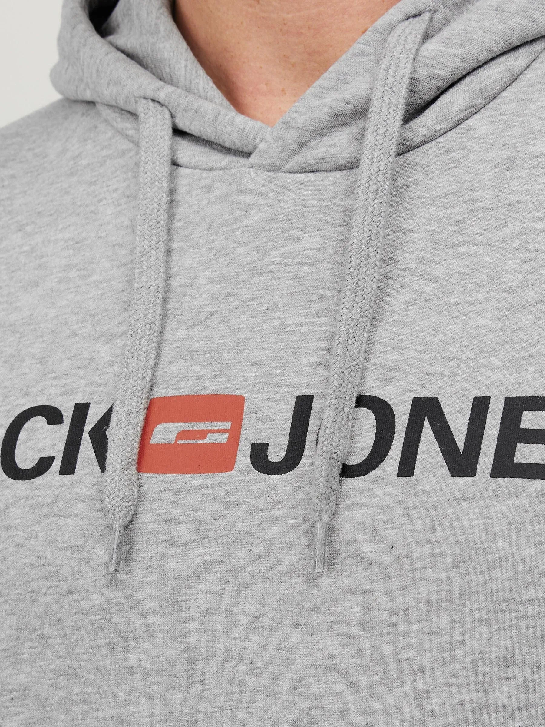 JACK & JONES Jjecorp Logo Sweat Hood Noos Felpe con Cappuccio, Grigio (Light Grey Melange Detail: Reg Fit - Melange), XS Uomo - immagine 7