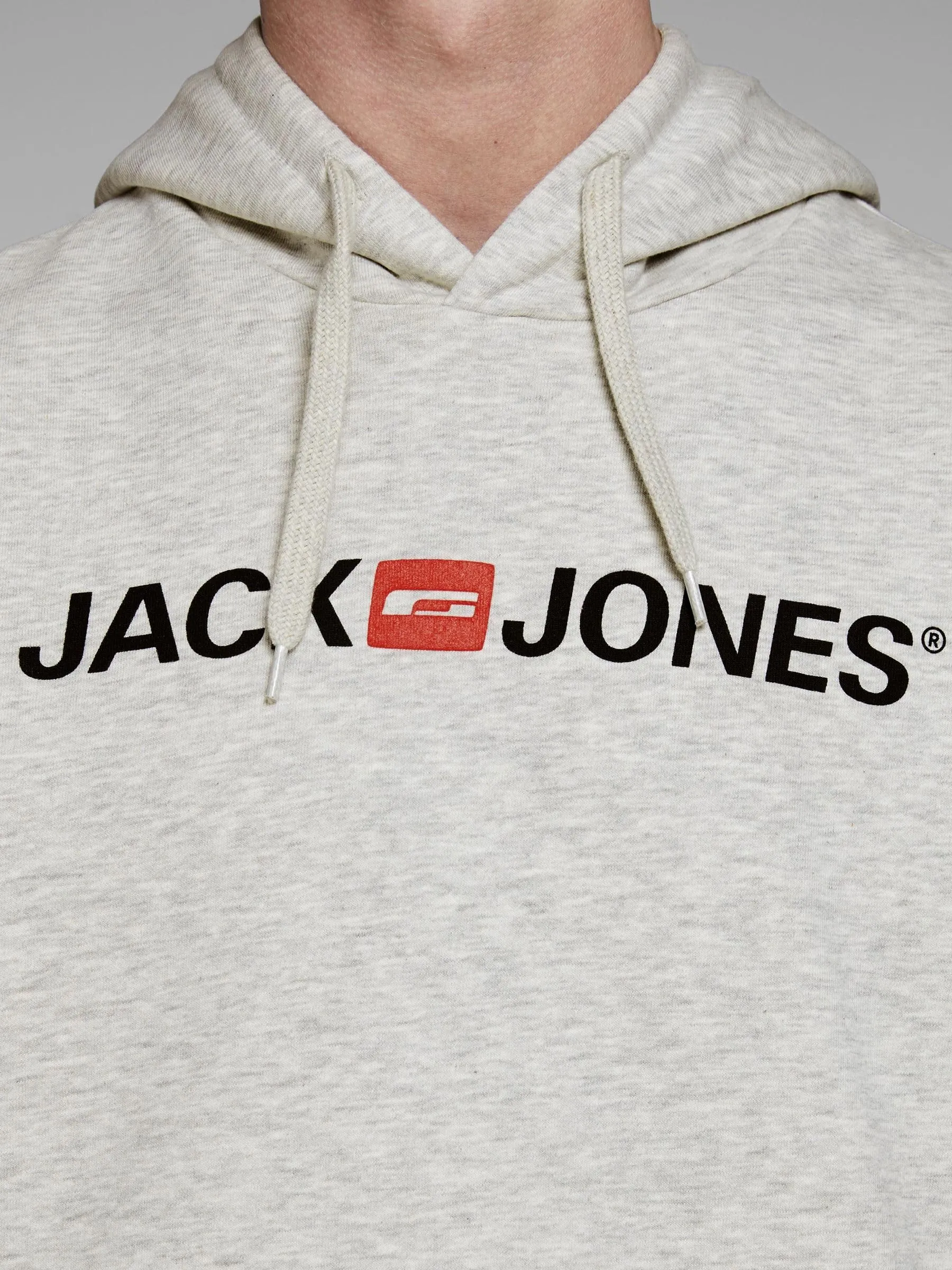 JACK & JONES - Felpa da uomo con cappuccio e logo, Melange bianco, M - immagine 6