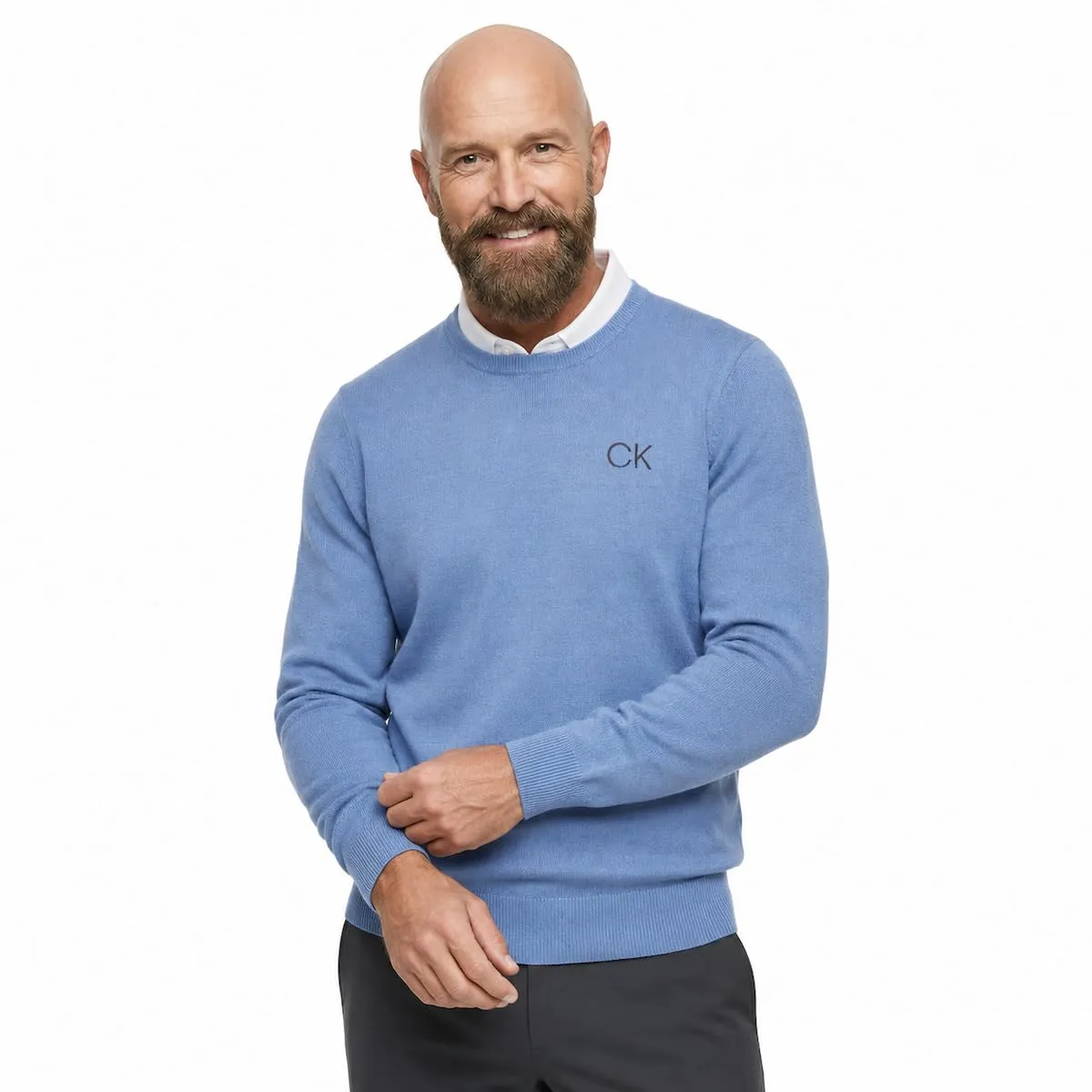 Calvin Klein Uomo Maglione Golf Girocollo - Blu mélange - S - immagine 6