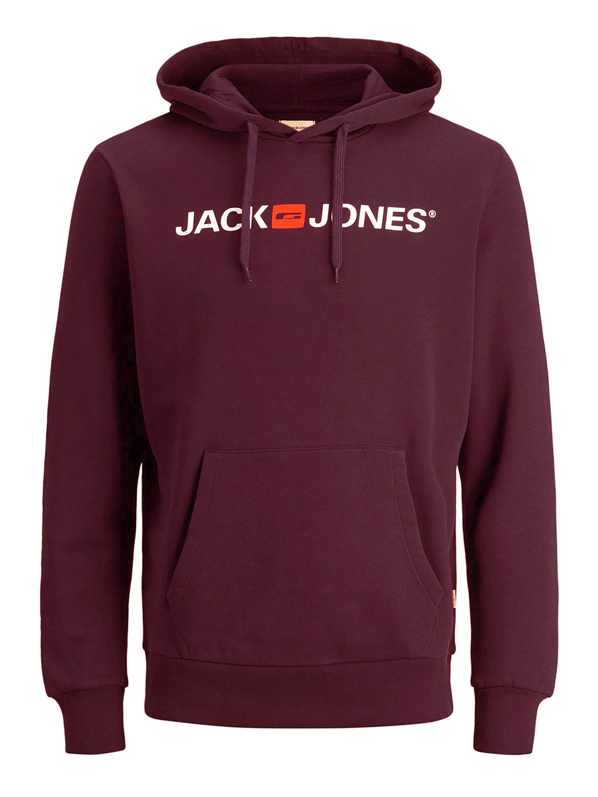 JACK & JONES - Felpa da uomo con cappuccio e logo, Rosso (Port Royale/Reg Fit)., L - immagine 1