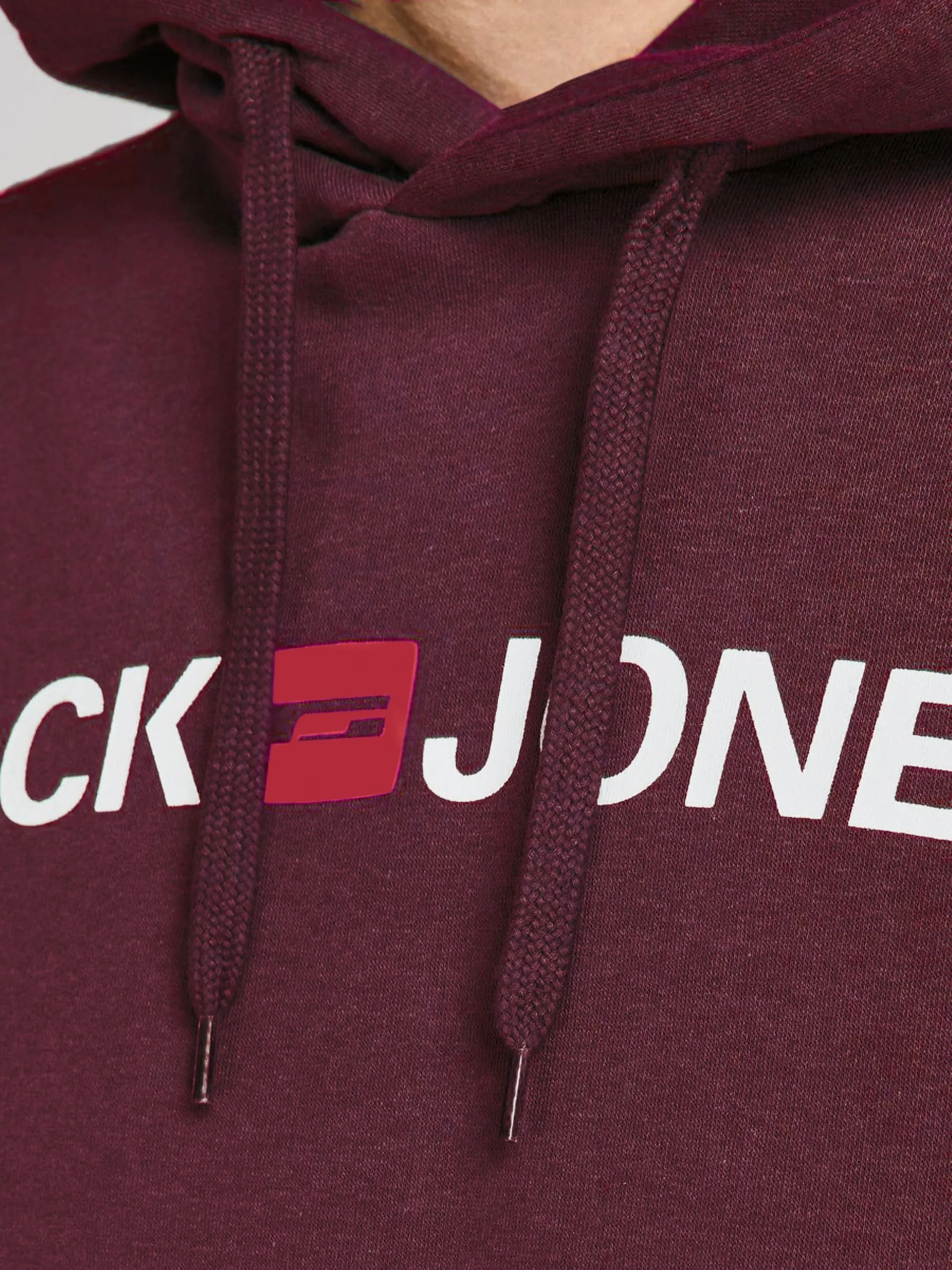 JACK & JONES - Felpa da uomo con cappuccio e logo, Rosso (Port Royale/Reg Fit)., S - immagine 5