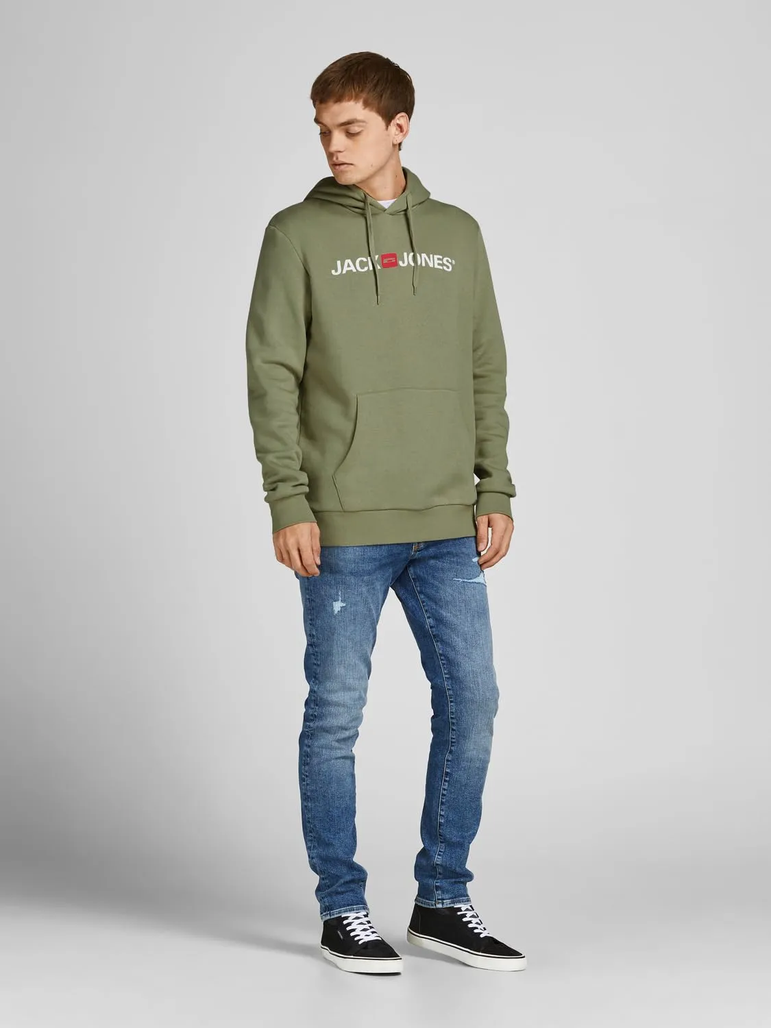 JACK & JONES Uomo JJECORP Felpa con Cappuccio, Dusty Olive/Reg Fit, L - immagine 4