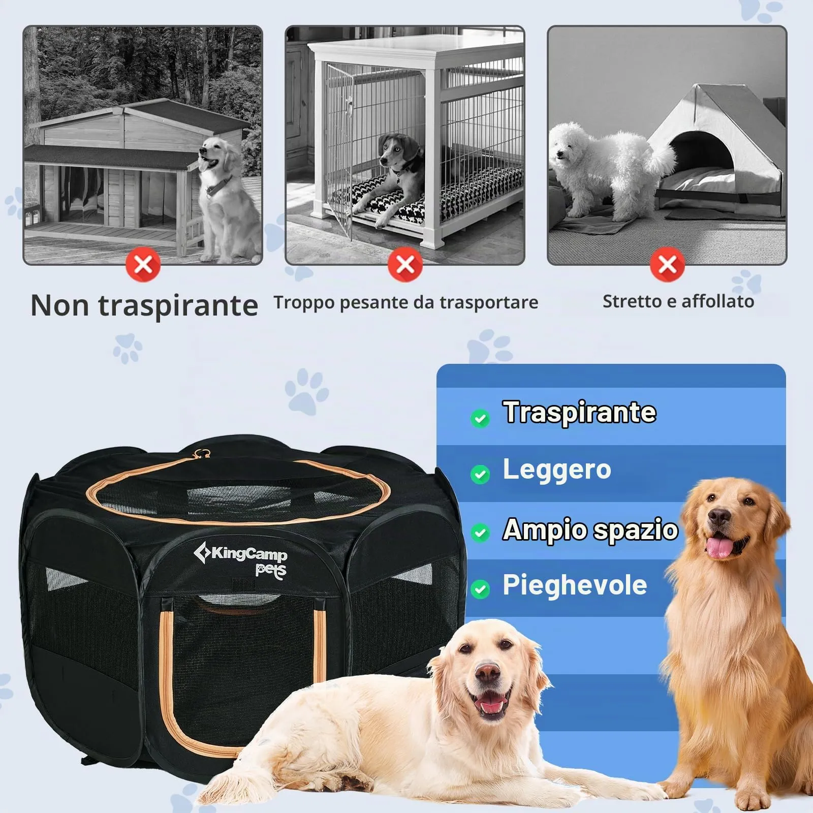 KingCamp Recinto per Cuccioli Pieghevole 127cm, Box per Cani di Grande,L - immagine 4