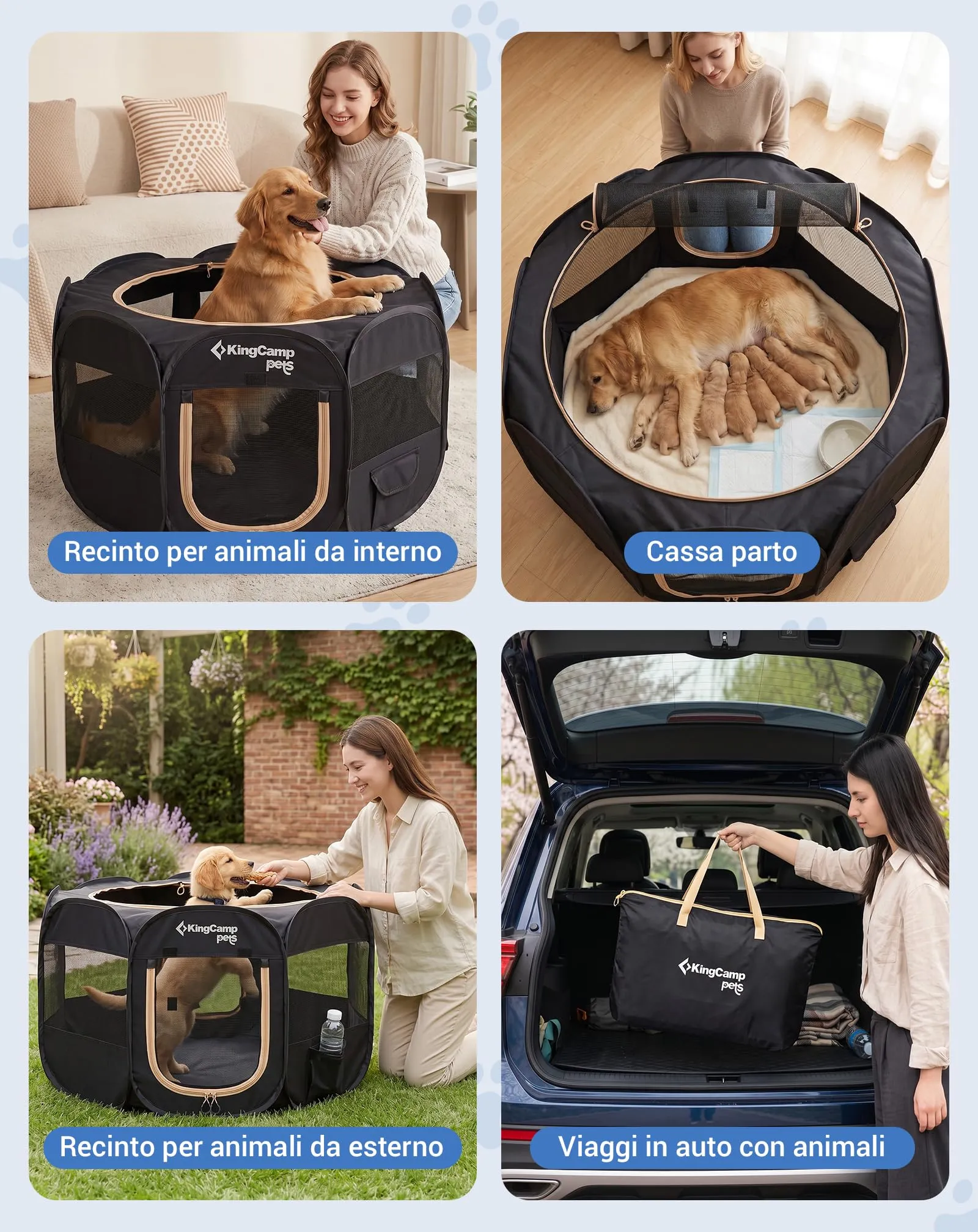 KingCamp Recinto per Cuccioli Pieghevole 127cm, Box per Cani di Grande,L - immagine 7
