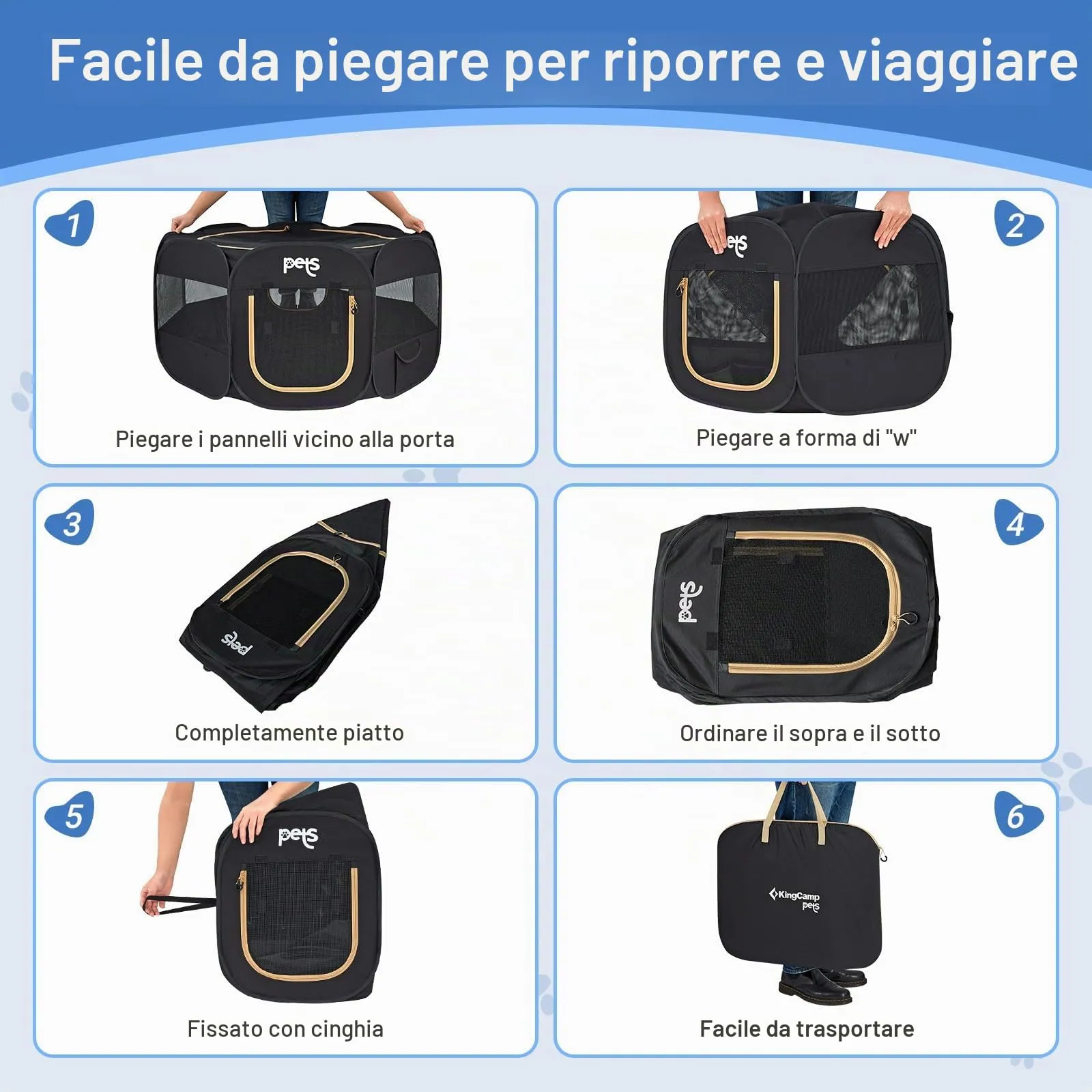 KingCamp Recinto per Cuccioli Pieghevole 127cm, Box per Cani di Grande,L - immagine 8