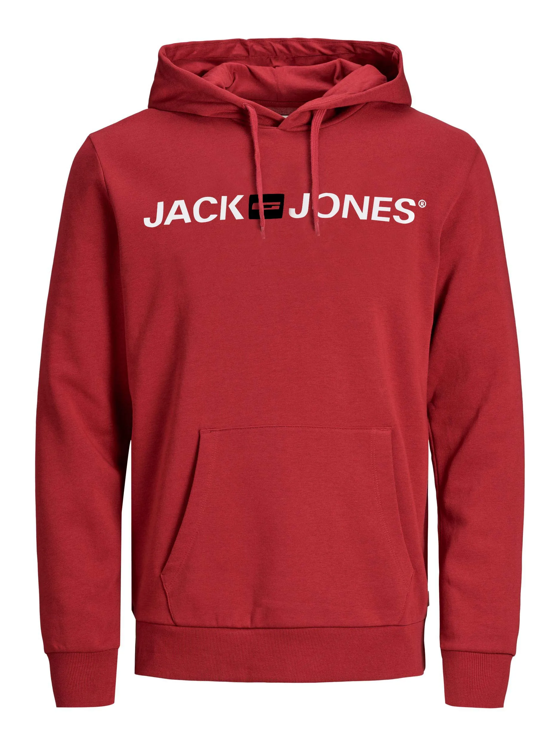 JACK & JONES - Felpa da uomo con cappuccio e logo, Rosso (Rio Red/Reg Fit)., XXL - immagine 1
