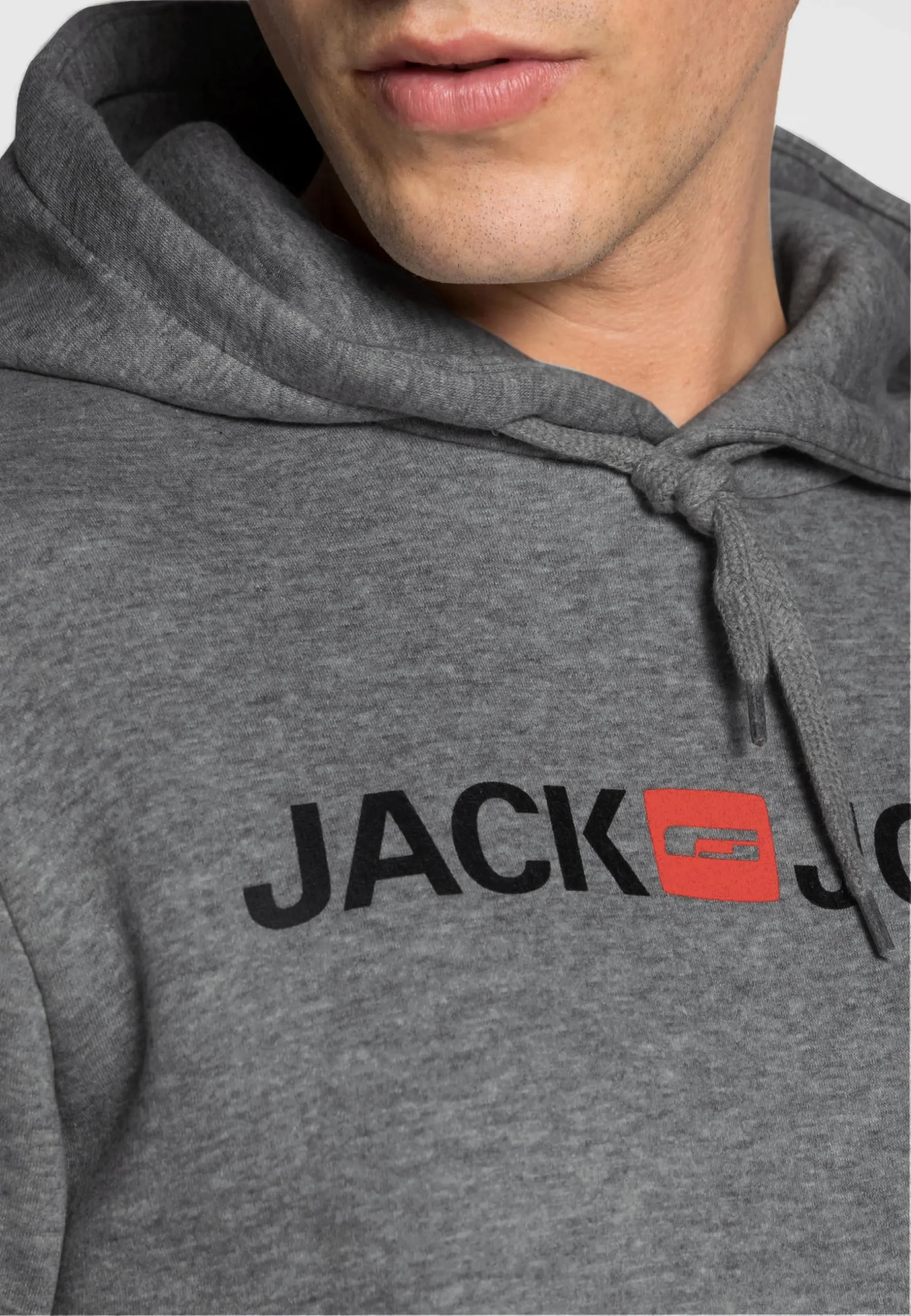 Jack & Jones Felpa da Uomo JJECORP Old Logo Hood, Medium Grey Melange/Reg Fit -, XXL (EU) - immagine 4