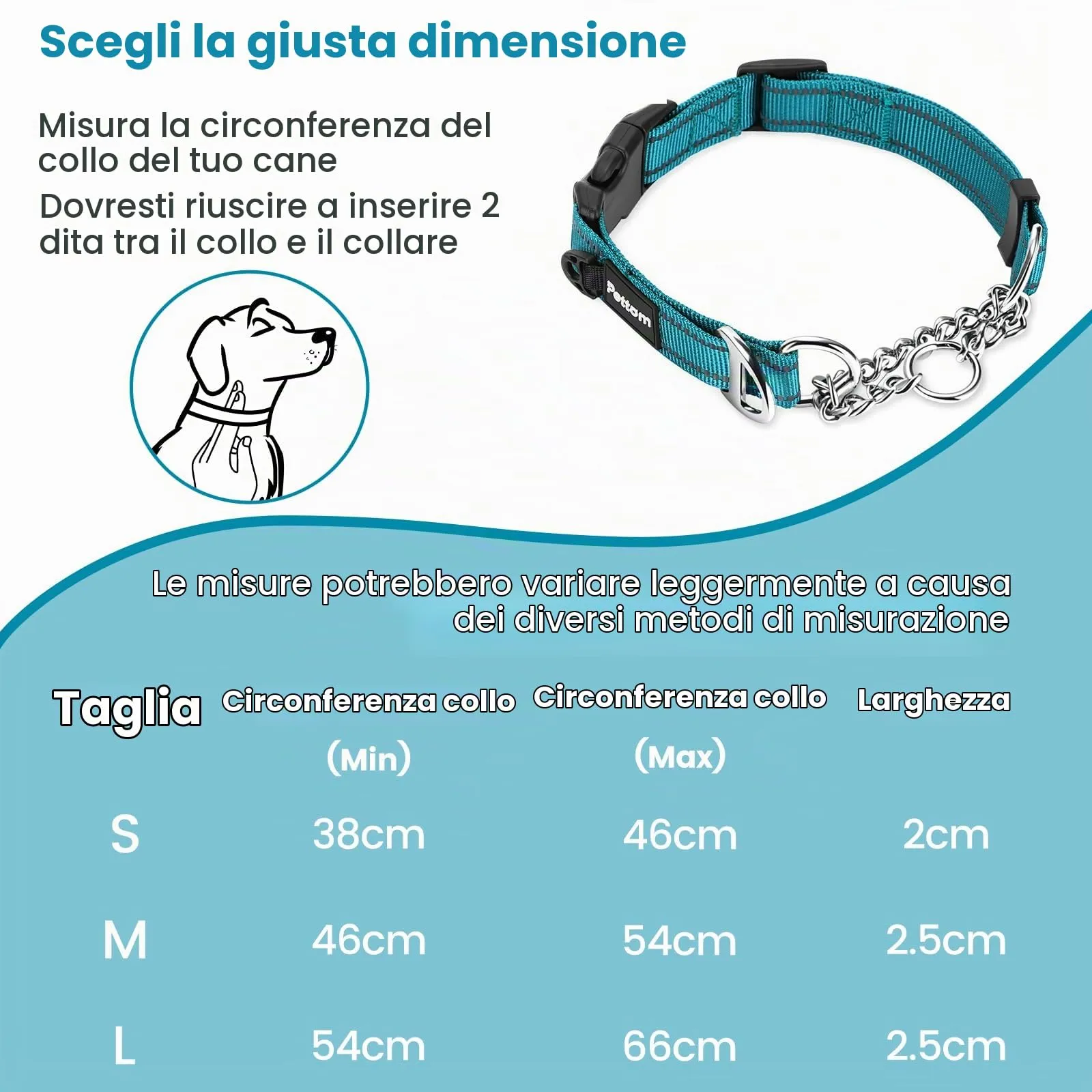 PETTOM Collare Semistrozzo Cane, Sicurezza, Regolabile, Riflettente - immagine 2