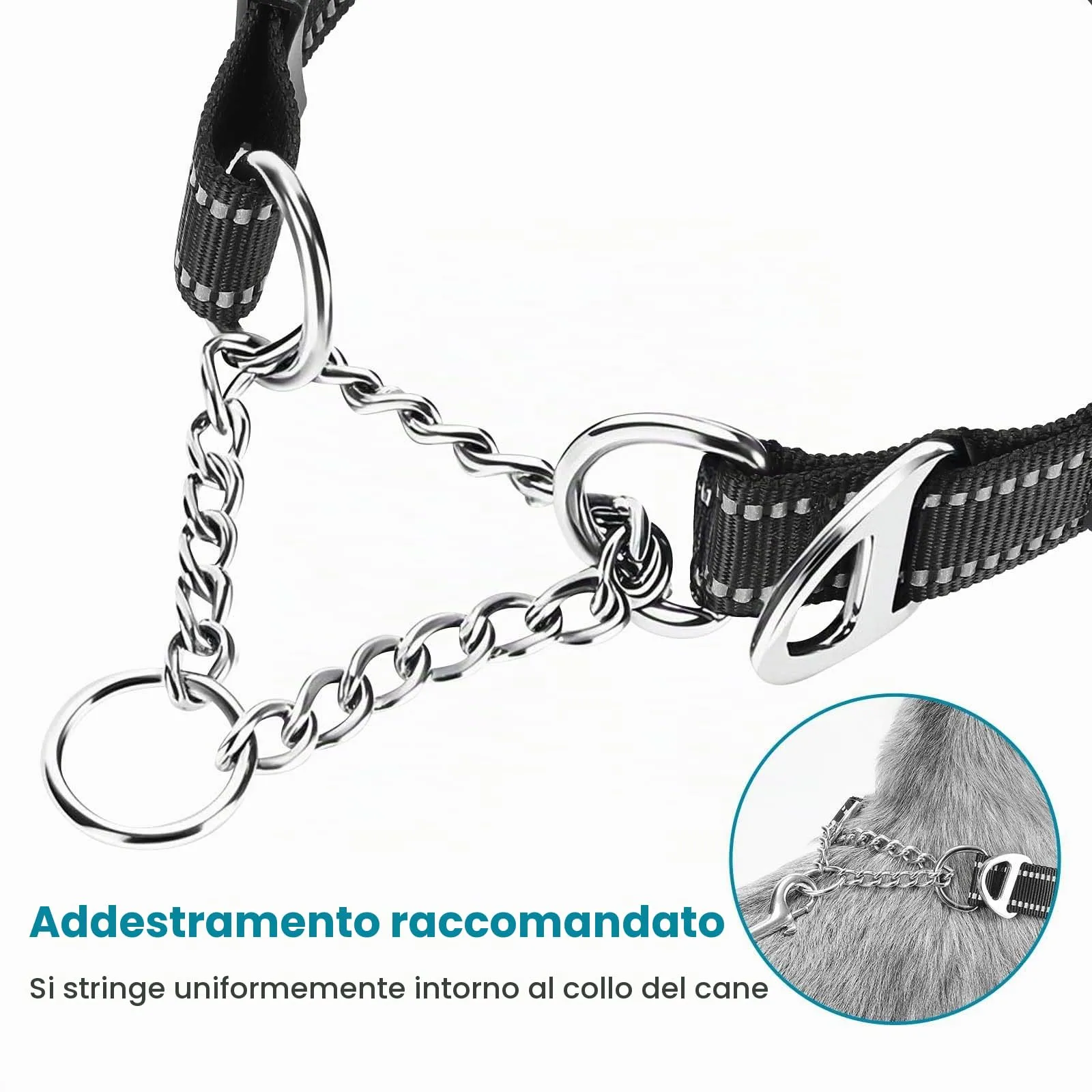 PETTOM Collare Semistrozzo Cane, Sicurezza, Regolabile, Riflettente - immagine 6