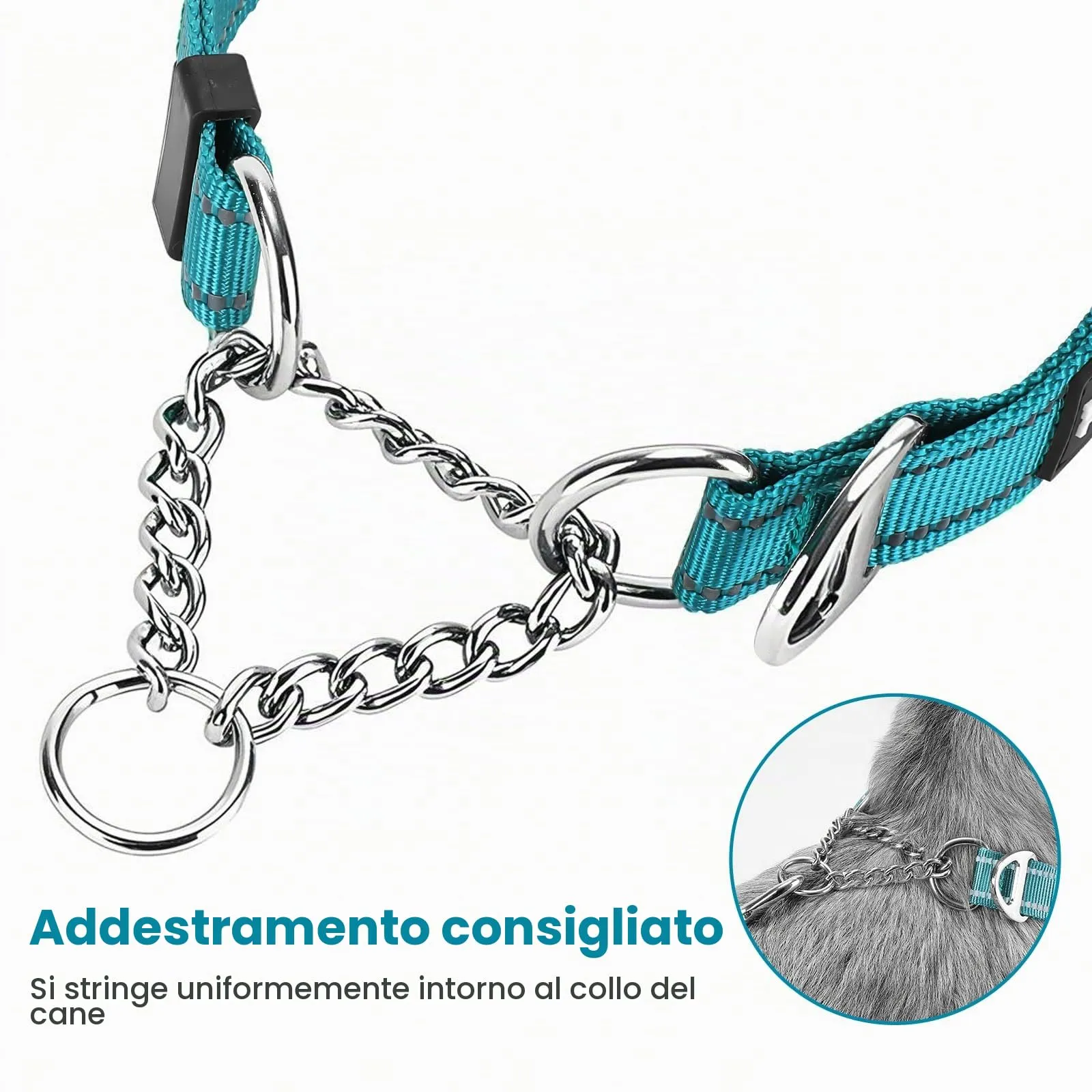 PETTOM Collare Semistrozzo Cane, Sicurezza, Regolabile, Riflettente - immagine 6