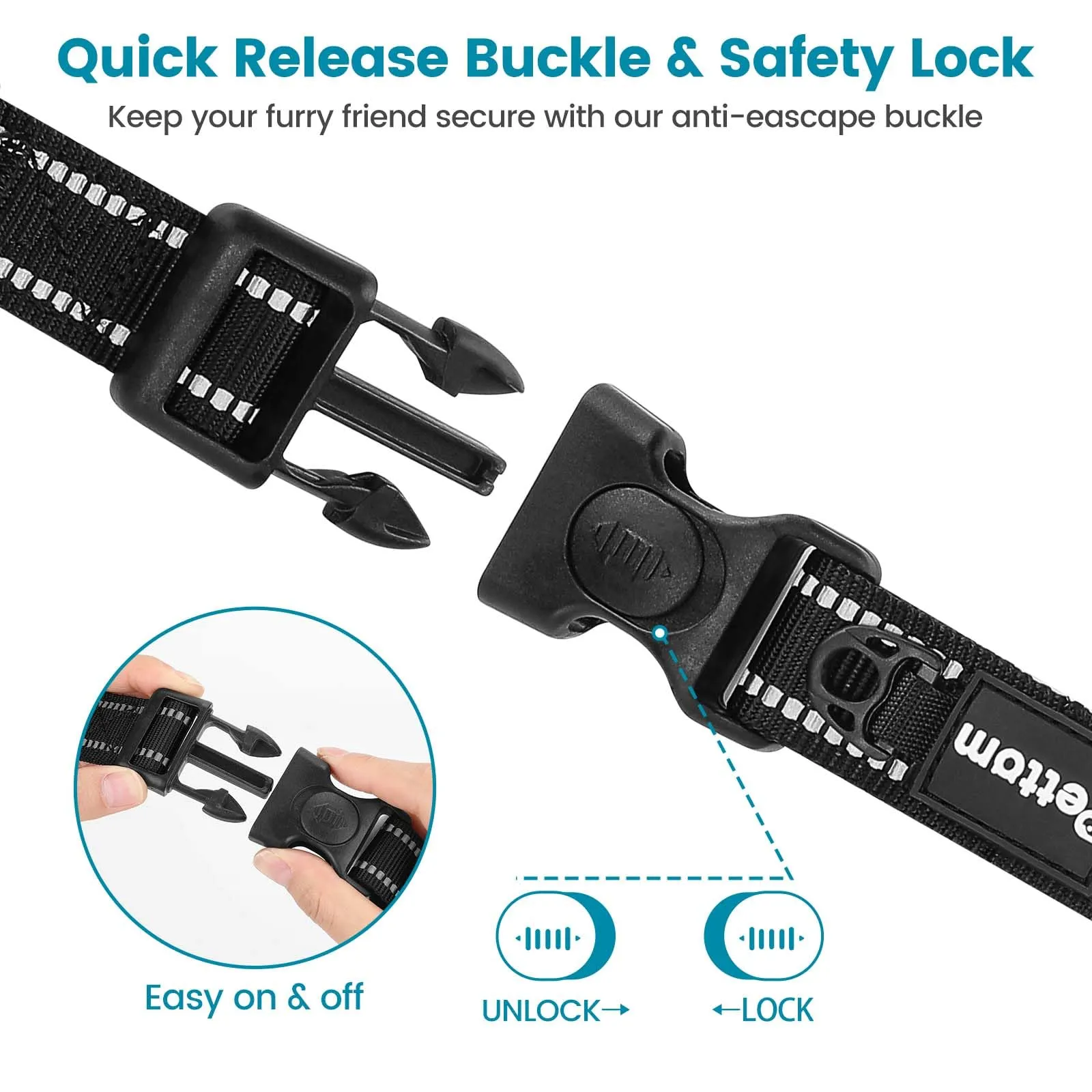 PETTOM Collare Semistrozzo Cane, Sicurezza, Regolabile, Riflettente - immagine 3