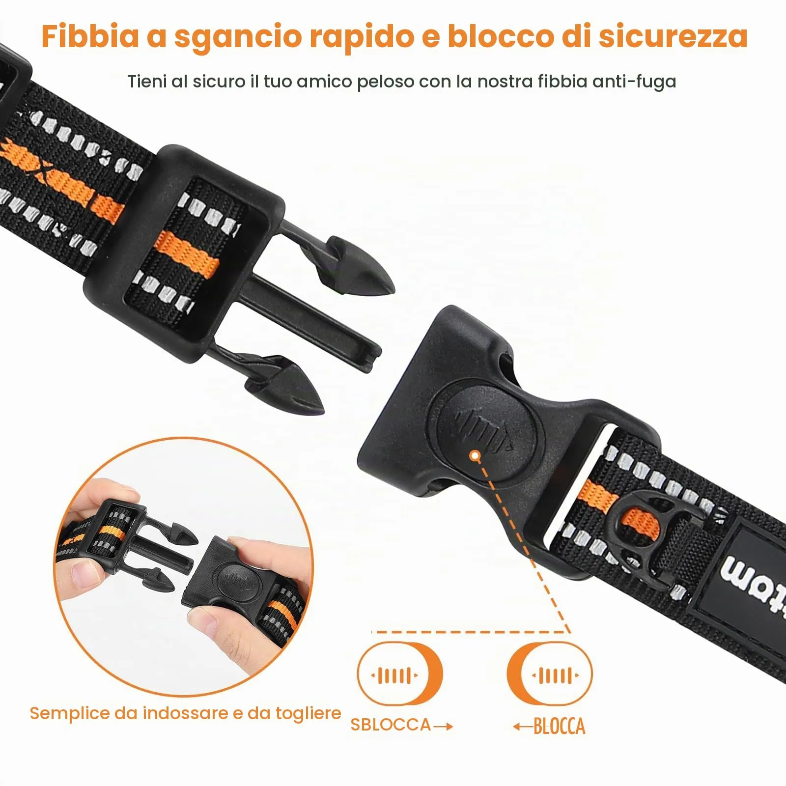PETTOM Collare Semistrozzo Cane, Sicurezza, Regolabile, Riflettente - immagine 4