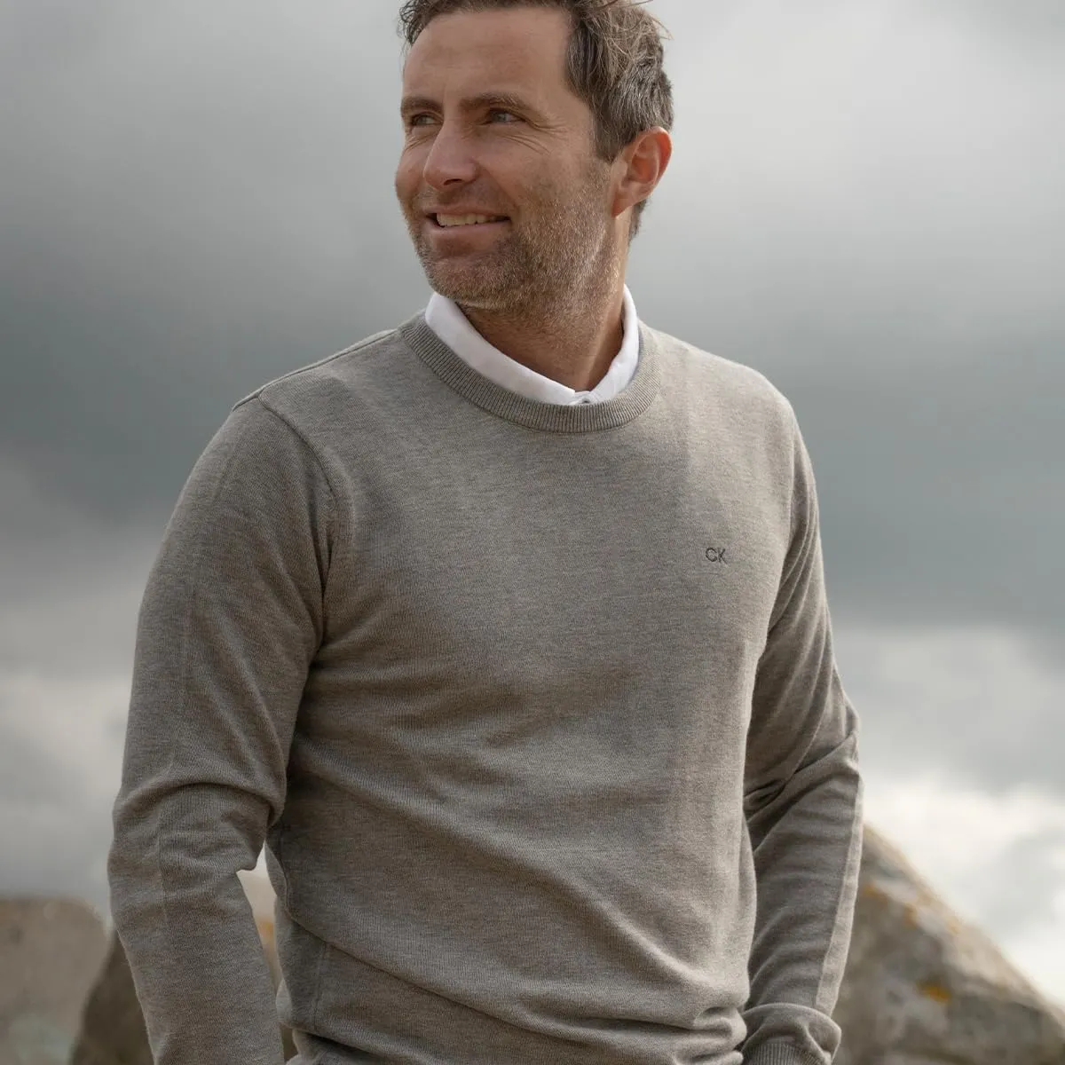 Calvin Klein Uomo Maglione Golf Girocollo - Grigio mélange - 3XL - immagine 2