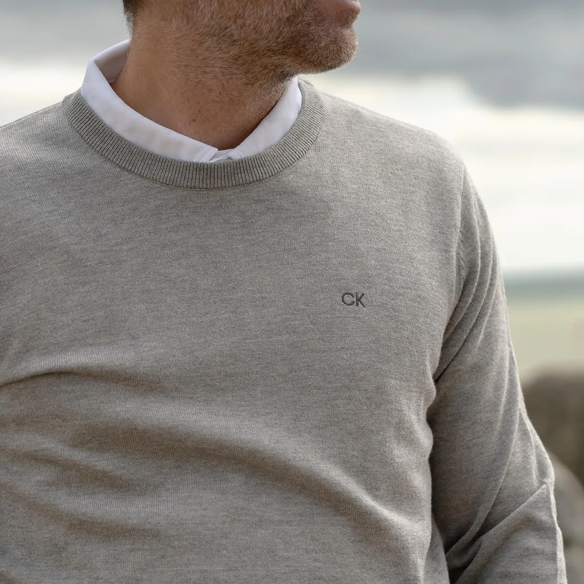 Calvin Klein Uomo Maglione Golf Girocollo - Grigio mélange - 3XL - immagine 3
