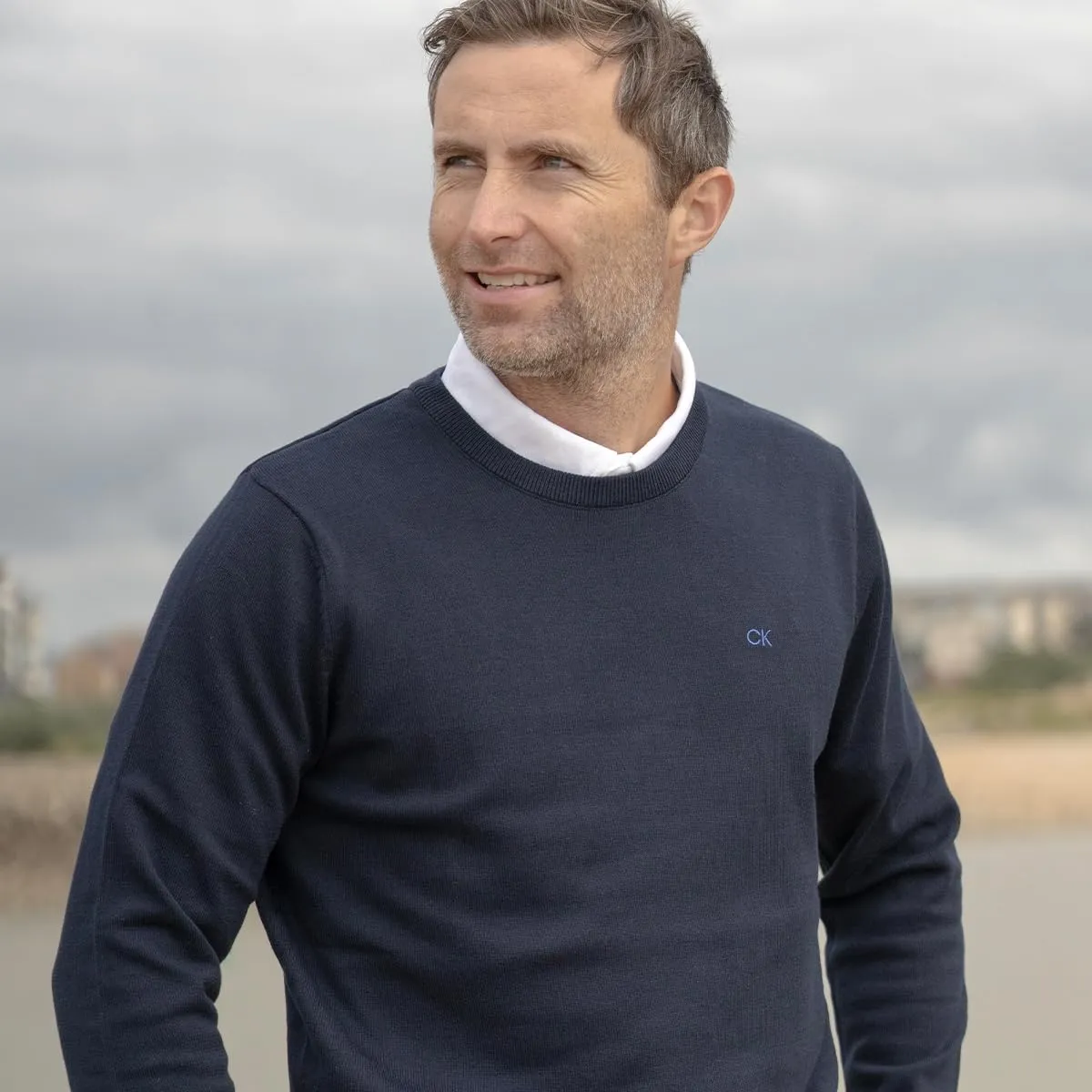 Calvin Klein Uomo Maglione Golf Girocollo - Blu Navy - 4XL - immagine 2