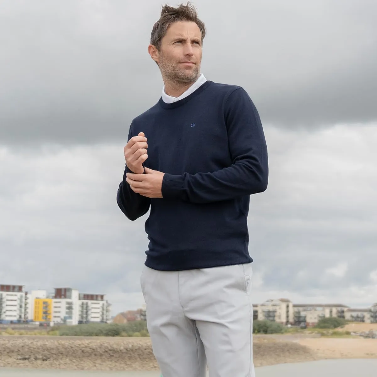 Calvin Klein Uomo Maglione Golf Girocollo - Blu Navy - XXL - immagine 3