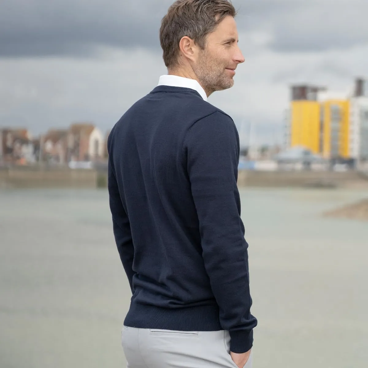 Calvin Klein Uomo Maglione Golf Girocollo - Blu Navy - M - immagine 6