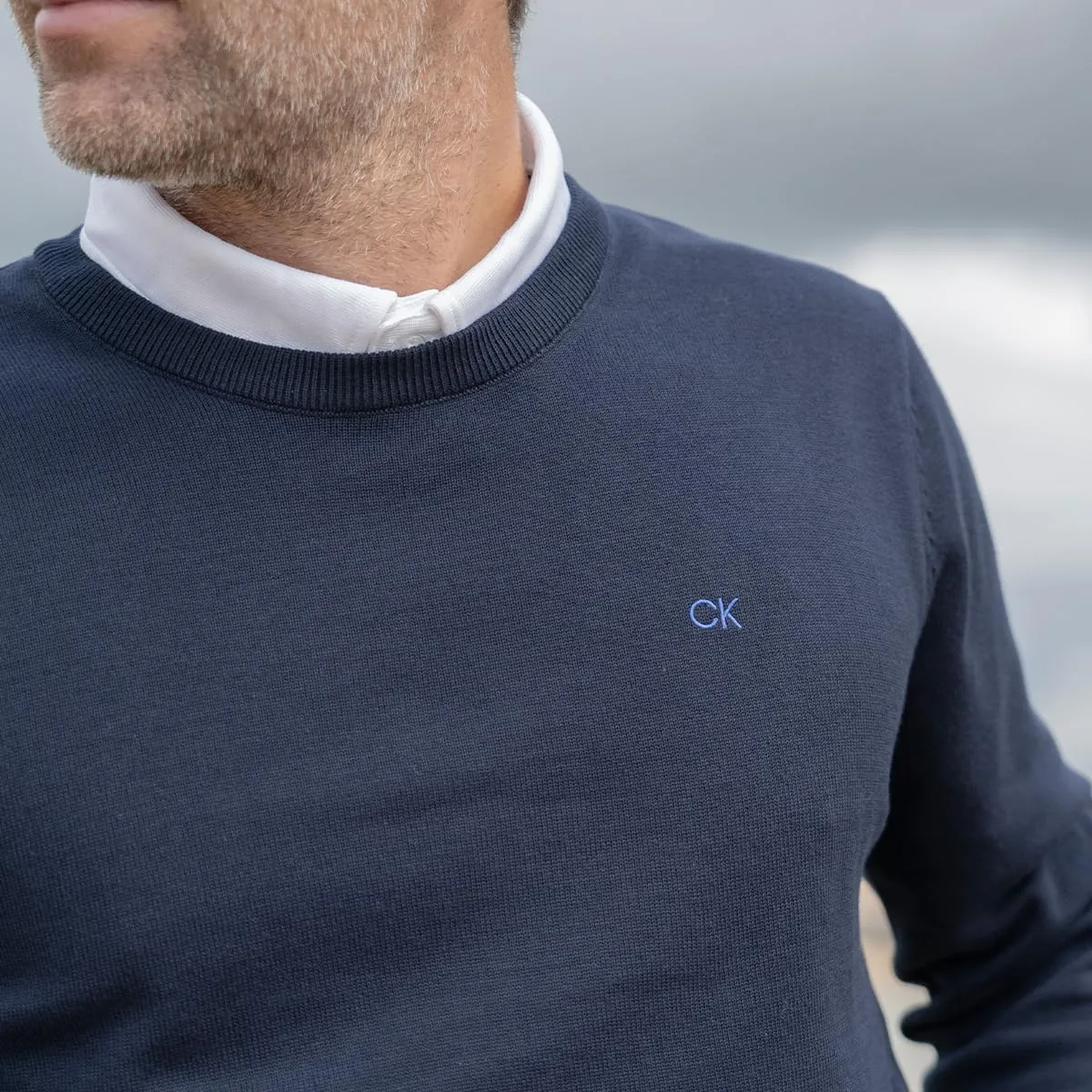 Calvin Klein Uomo Maglione Golf Girocollo - Blu Navy - M - immagine 7