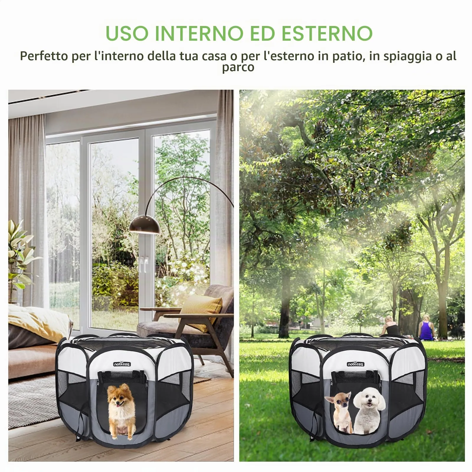 Nobleza - Recinto per Cani Pieghevole, Box Portatile per Animali Domestici in Tessuto Oxford Impermeabile, Recinto Gioco per Cuccioli, Gatti e Conigli, per Interno ed Esterno, 125x125x58cm - immagine 2