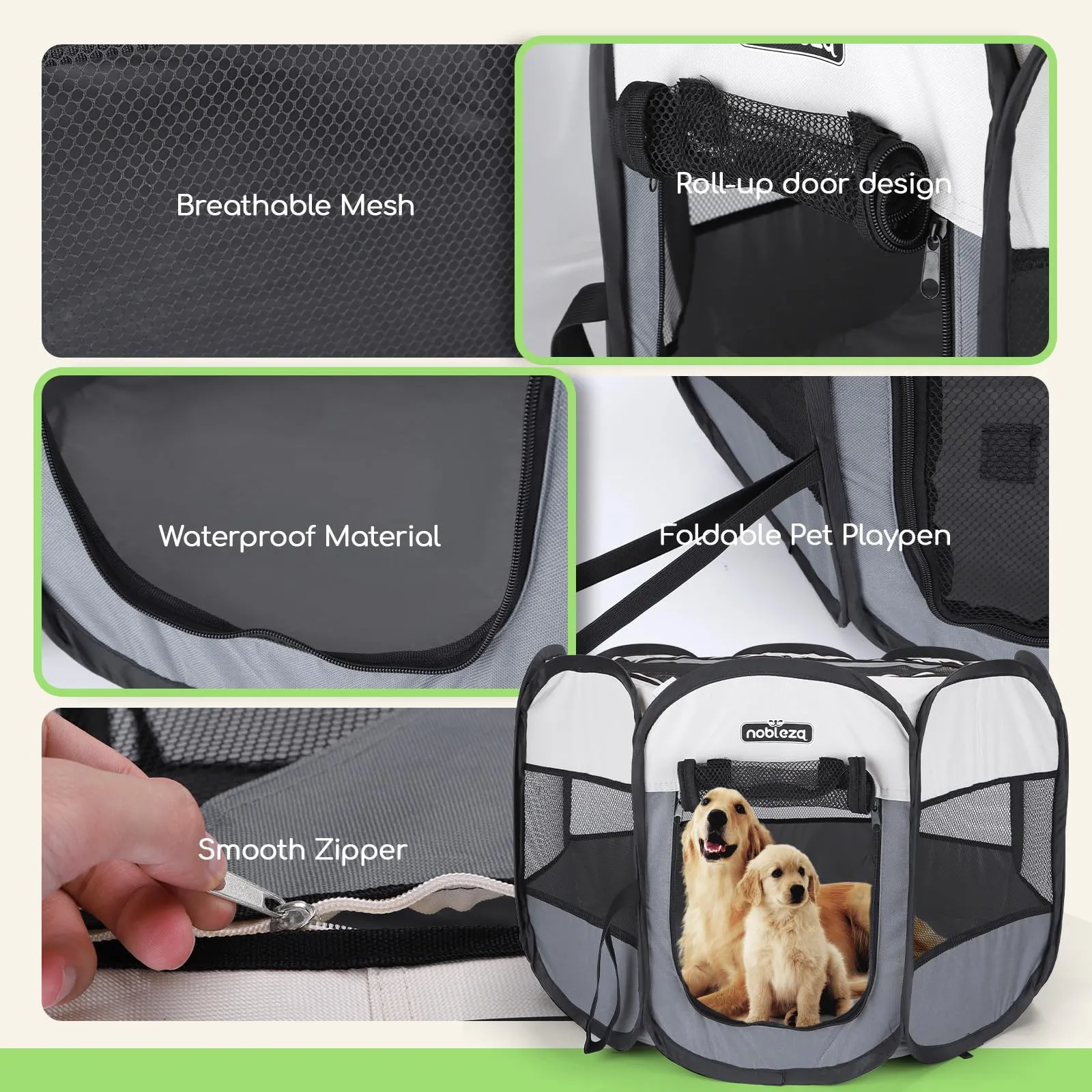 Nobleza - Recinto per Cani Pieghevole, Box Portatile per Animali Domestici in Tessuto Oxford Impermeabile, Recinto Gioco per Cuccioli, Gatti e Conigli, per Interno ed Esterno, 125x125x58cm - immagine 3