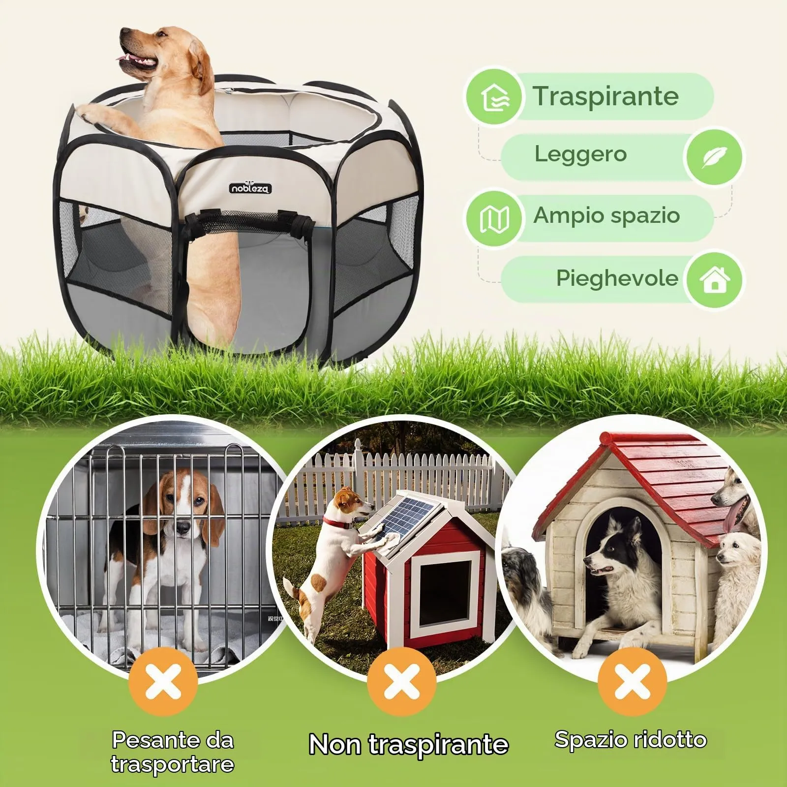 Nobleza - Recinto per Cani Pieghevole, Box Portatile per Animali Domestici in Tessuto Oxford Impermeabile, Recinto Gioco per Cuccioli, Gatti e Conigli, per Interno ed Esterno, 125x125x58cm - immagine 5