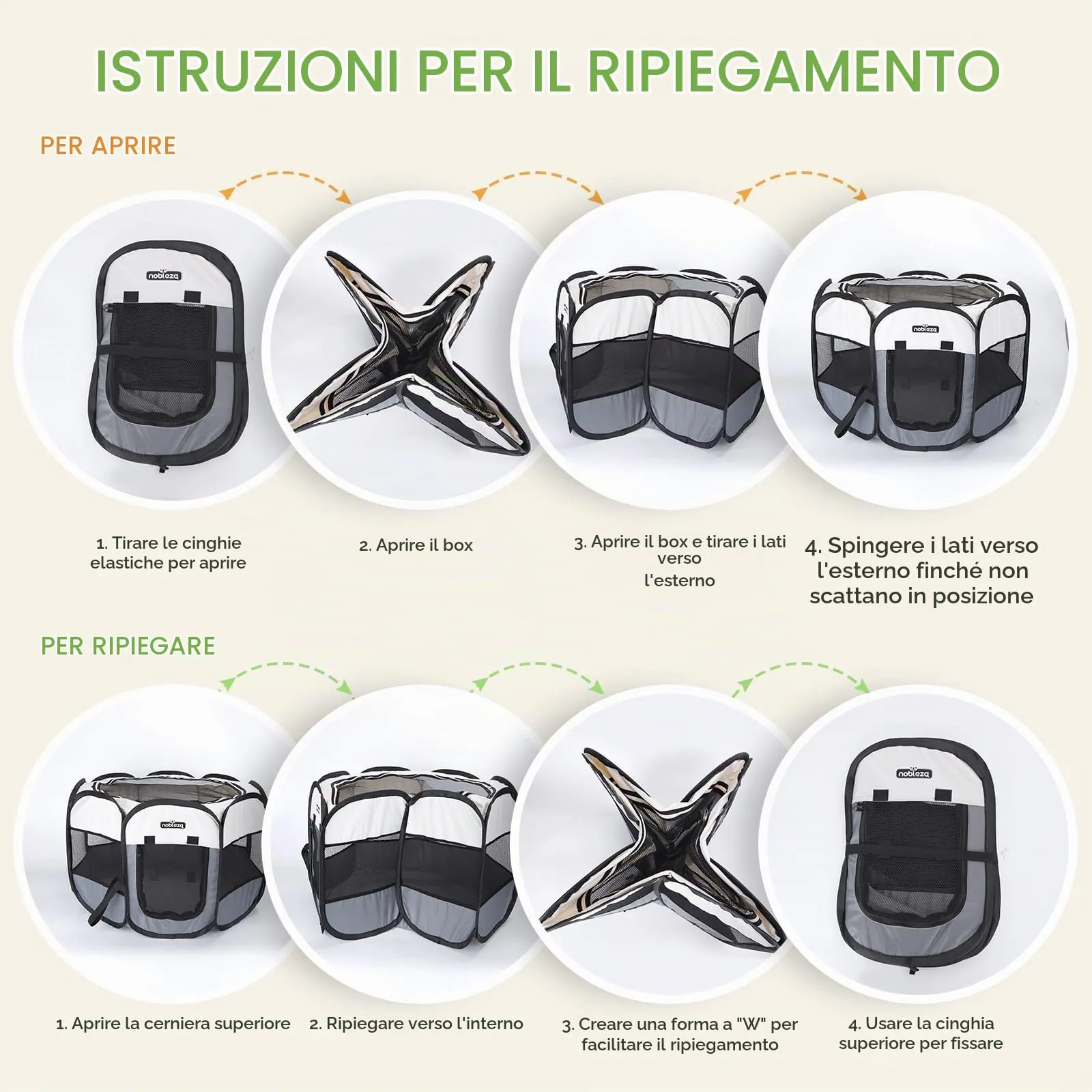 Nobleza - Recinto per Cani Pieghevole, Box Portatile per Animali Domestici in Tessuto Oxford Impermeabile, Recinto Gioco per Cuccioli, Gatti e Conigli, per Interno ed Esterno, 125x125x58cm - immagine 6