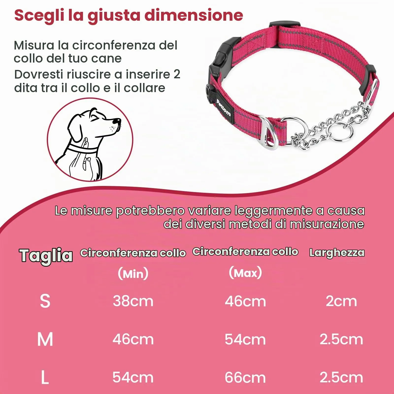 PETTOM Collare Semistrozzo Cane, Sicurezza, Regolabile, Riflettente - immagine 2
