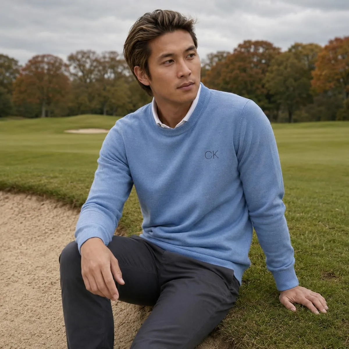 Calvin Klein Uomo Maglione Golf Girocollo - Blu mélange - 3XL - immagine 2