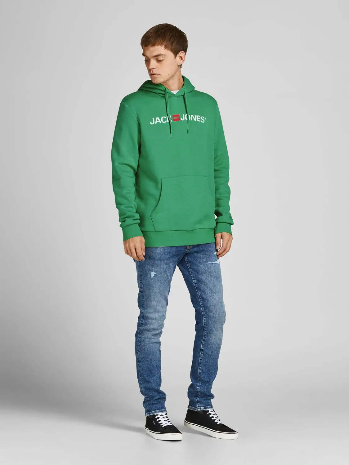Felpa con Cappuccio Logo, Verdant Green/Regular Fit, S - immagine 4