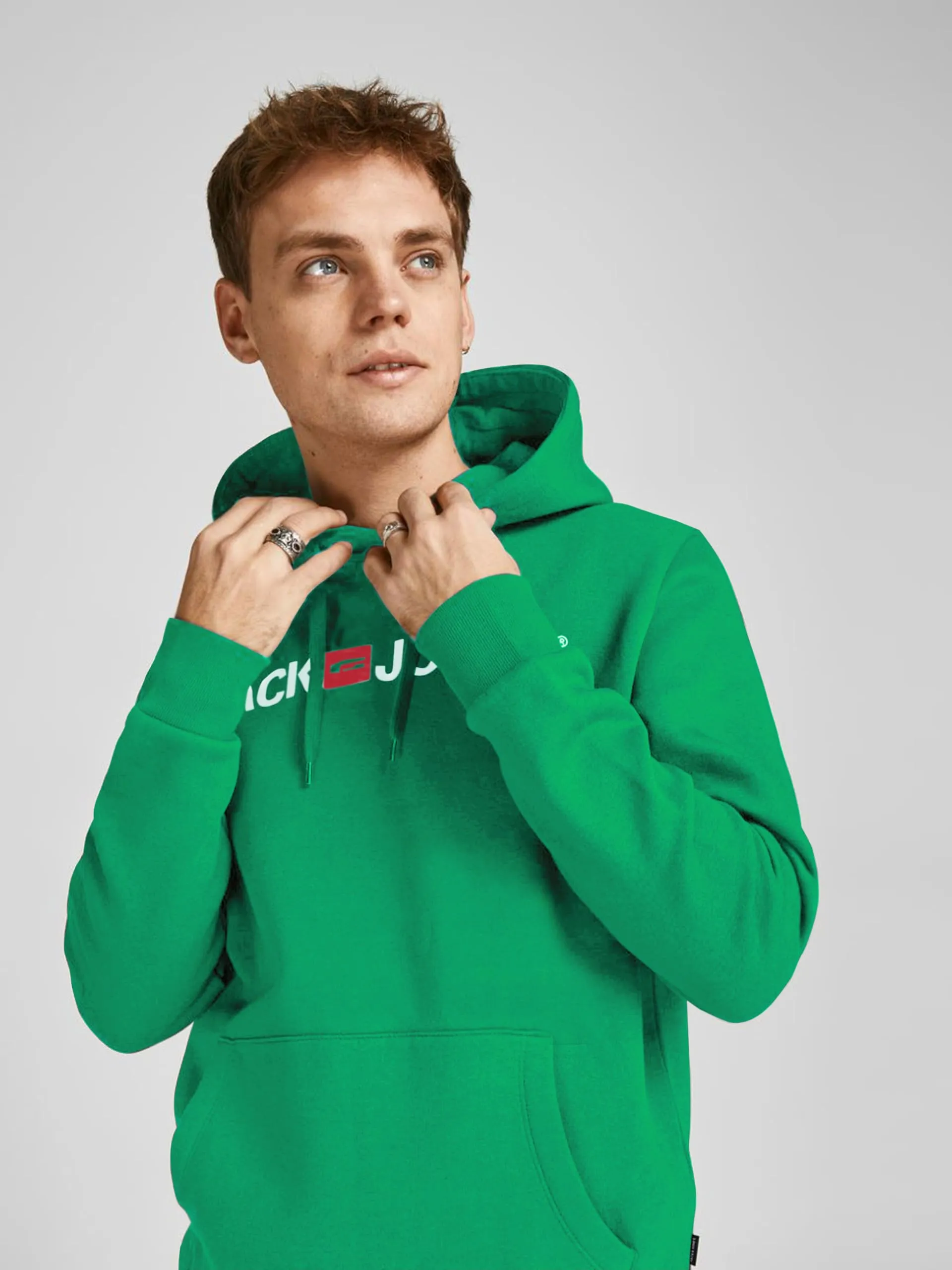JACK & JONES Felpa con Cappuccio da Uomo con Logo, Verde (Verdant Green/Reg Fit), XXXL (EU) Uomo - immagine 5
