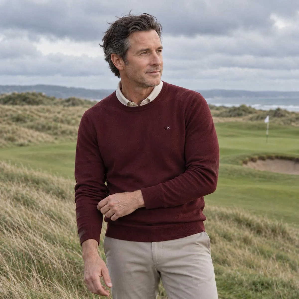 Calvin Klein Uomo Maglione Golf Girocollo - Borgogna - 3XL - immagine 2
