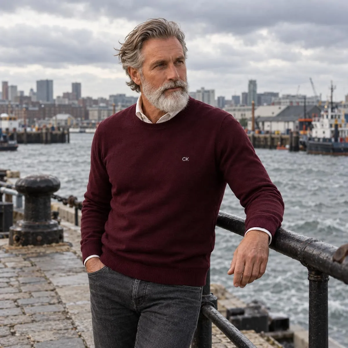 Calvin Klein Uomo Maglione Golf Girocollo - Borgogna Francese - 3XL - immagine 2
